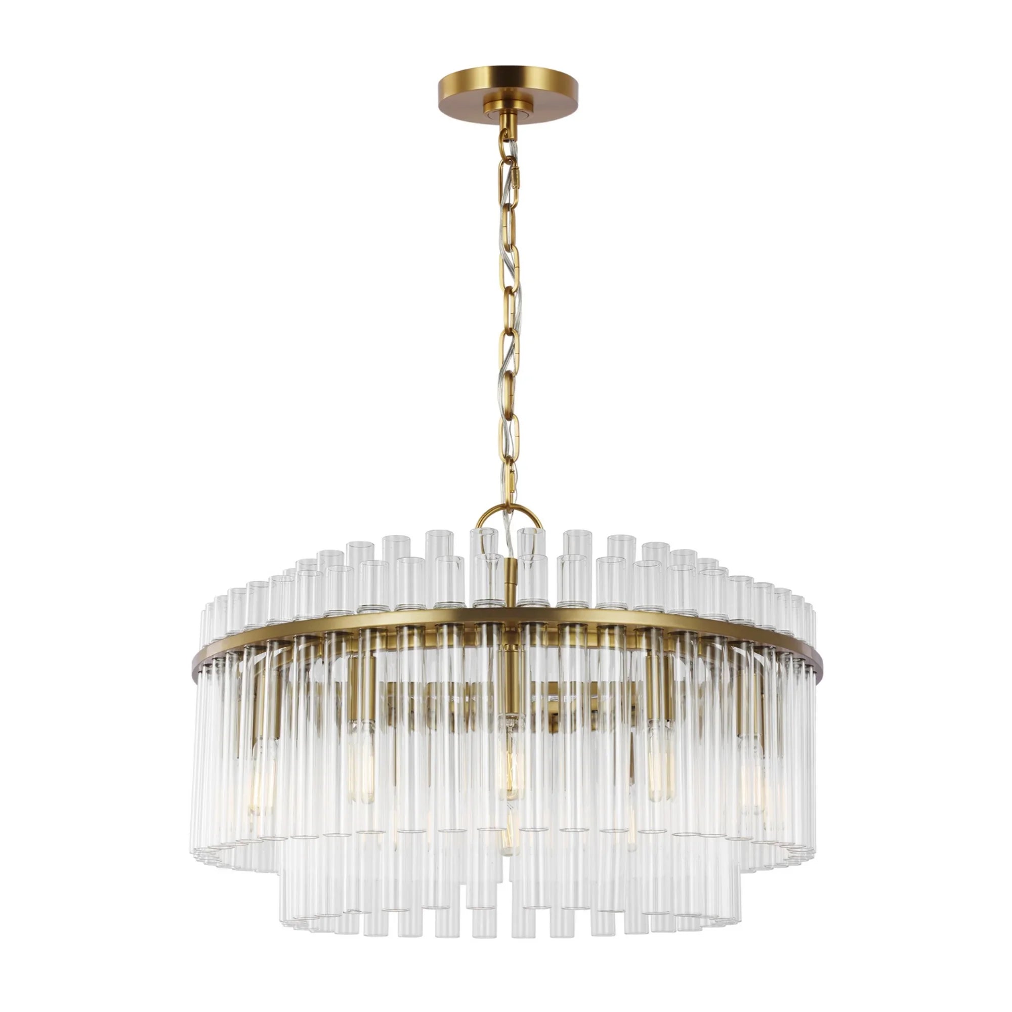 Beckett 24" 12-Light Medium Chandelier, Burnished Brass Finish - Bees Lighting