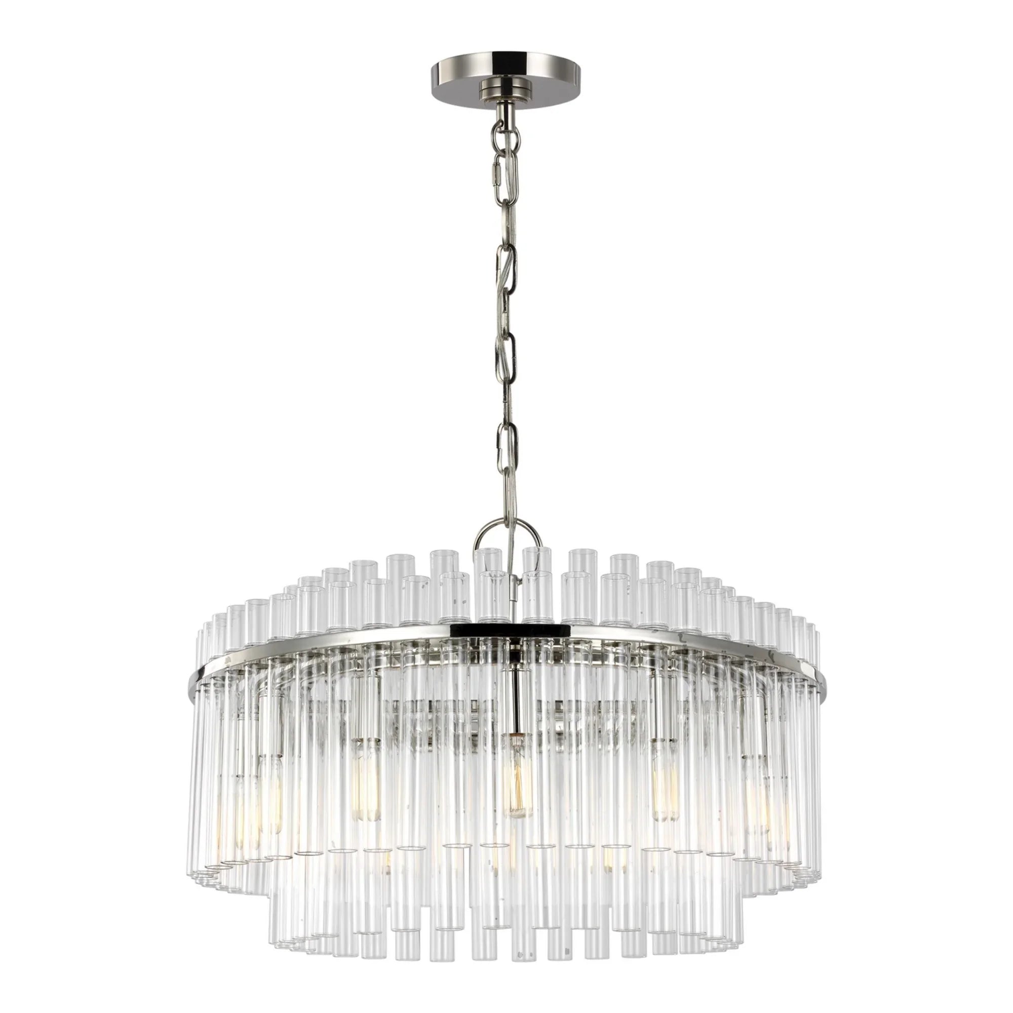Beckett 24" 12-Light Medium Chandelier, Polished Nickel Finish - Bees Lighting