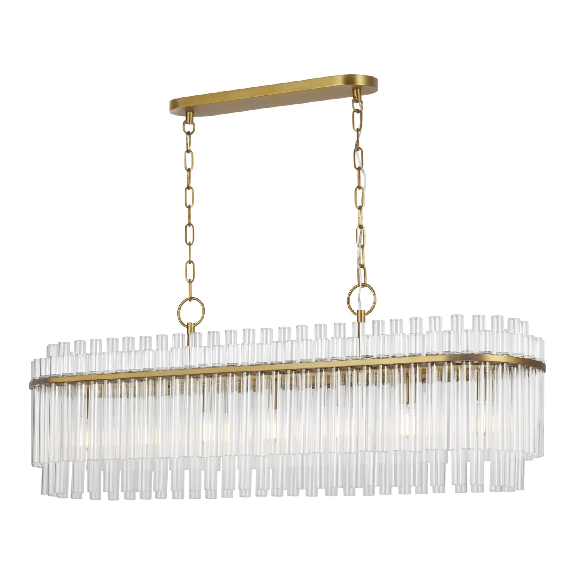 Beckett 48" 7-Light Linear Chandelier, Burnished Brass Finish - Bees Lighting