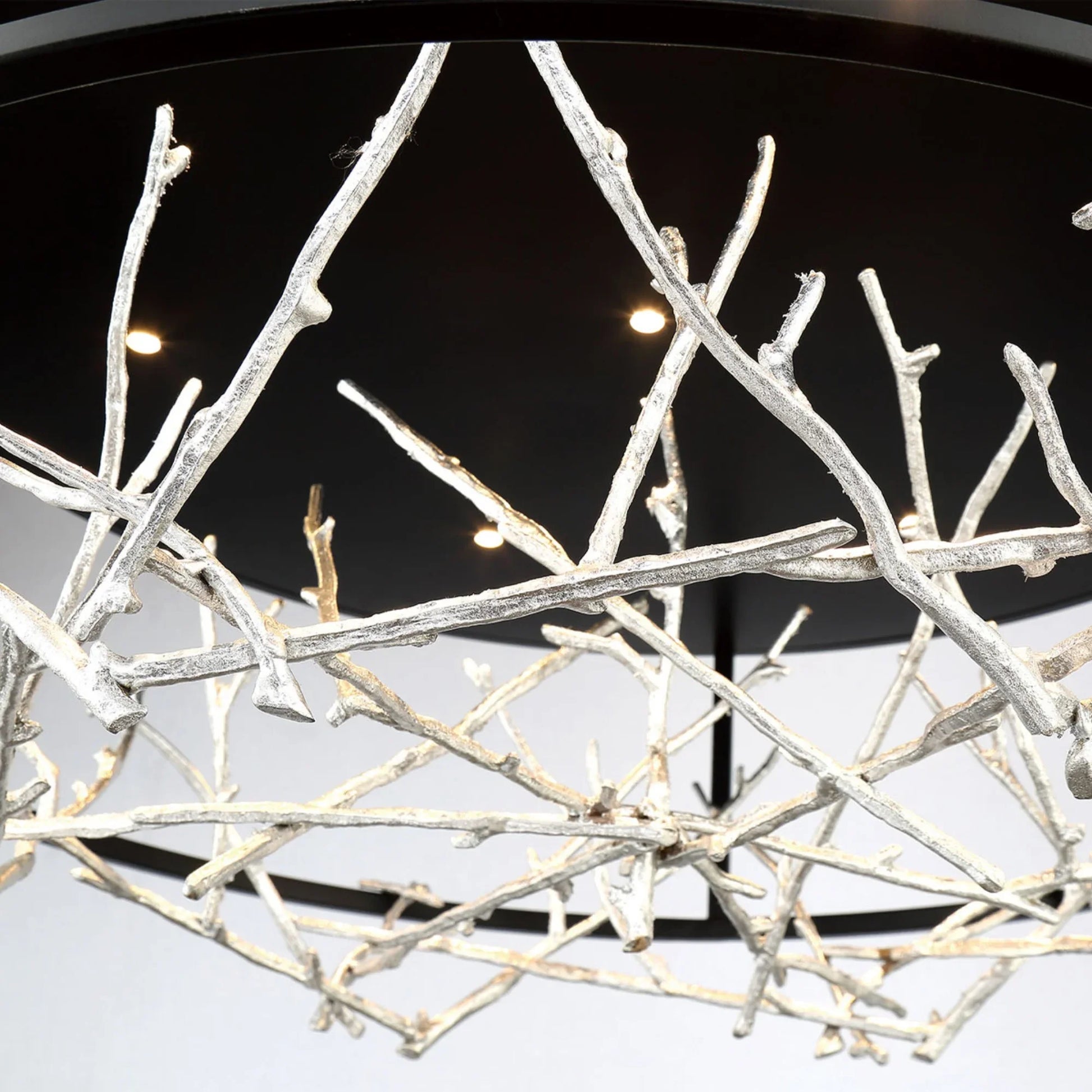 Aerie 31" LED Chandelier, Silver & Black Finish - Bees Lighting