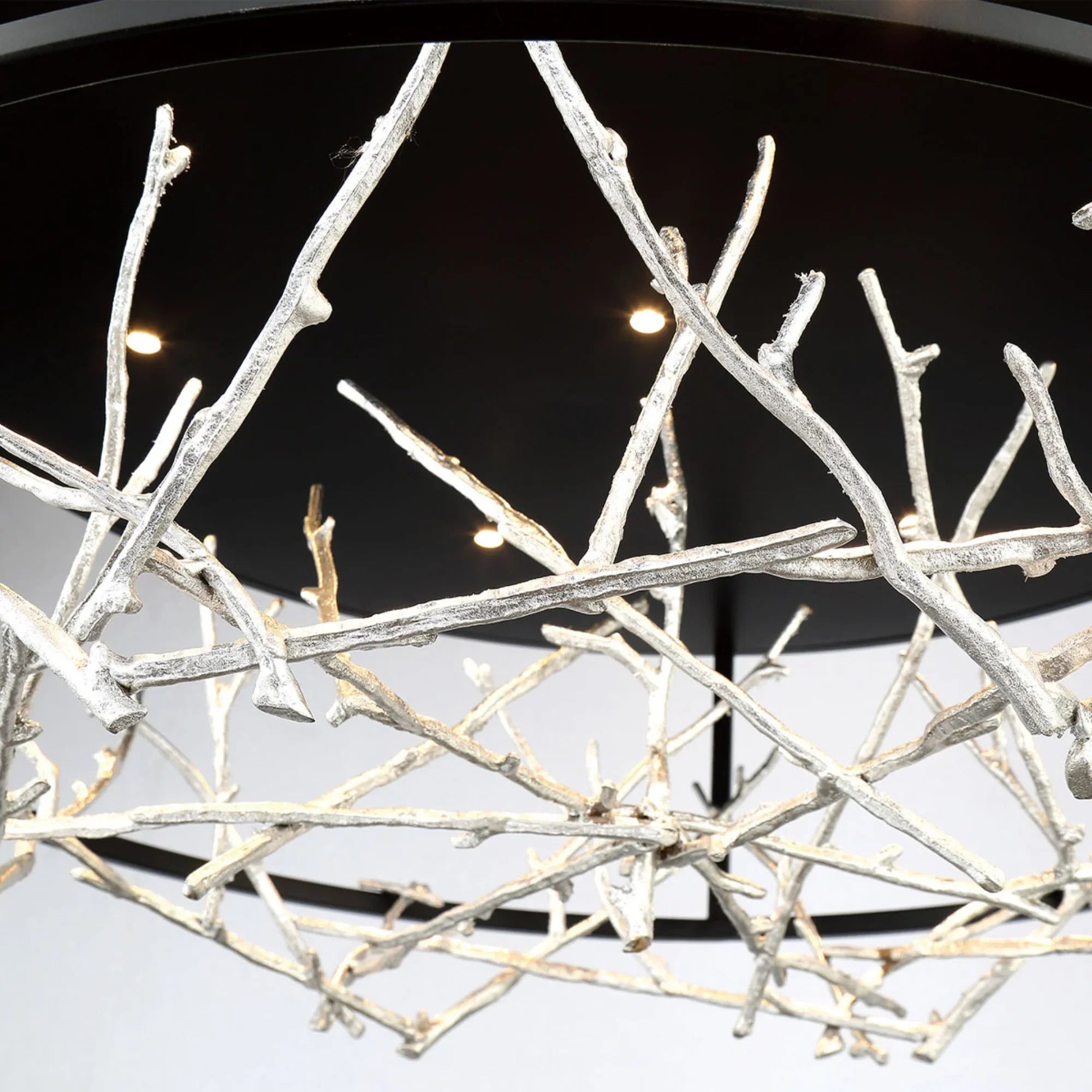Aerie 31" LED Chandelier, Silver & Black Finish - Bees Lighting
