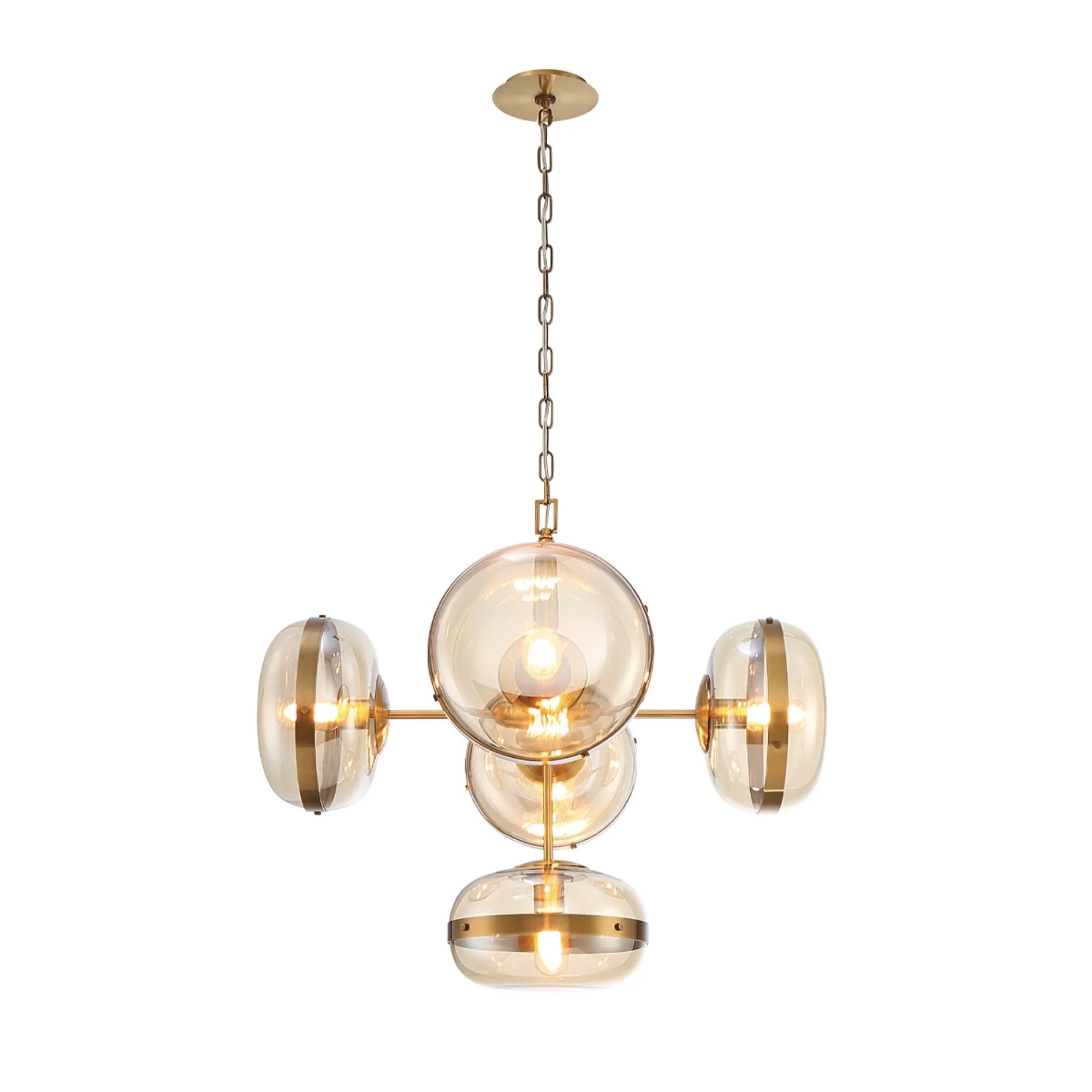 Nottingham 5-Light 28" Chandelier, Antique Brass Finish - Bees Lighting