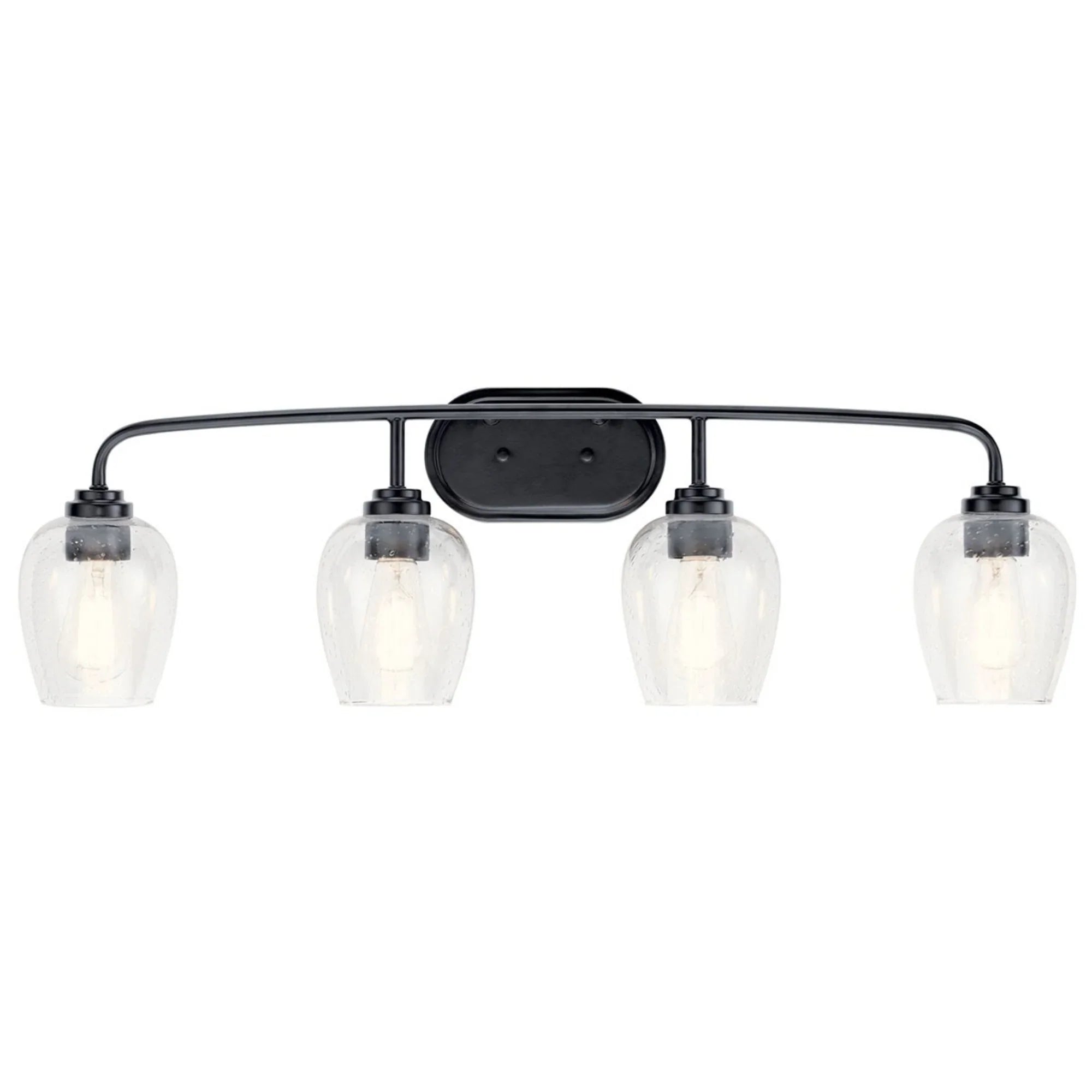 Valserrano 34" 4-Light Bath Vanity Light, Black Finish, Clear Seeded Glass - Bees Lighting