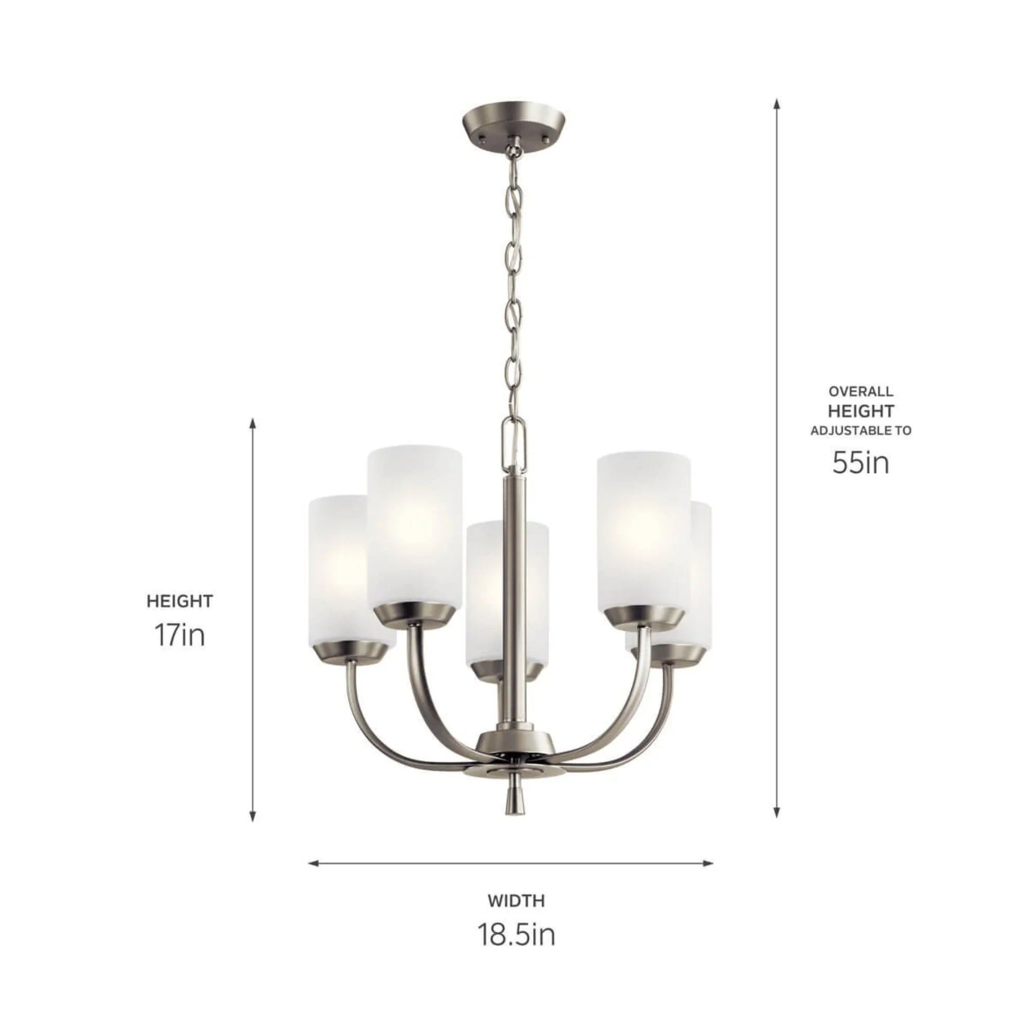 Kennewick 19" 5-Light Chandelier, Brushed Nickel Finish - Bees Lighting