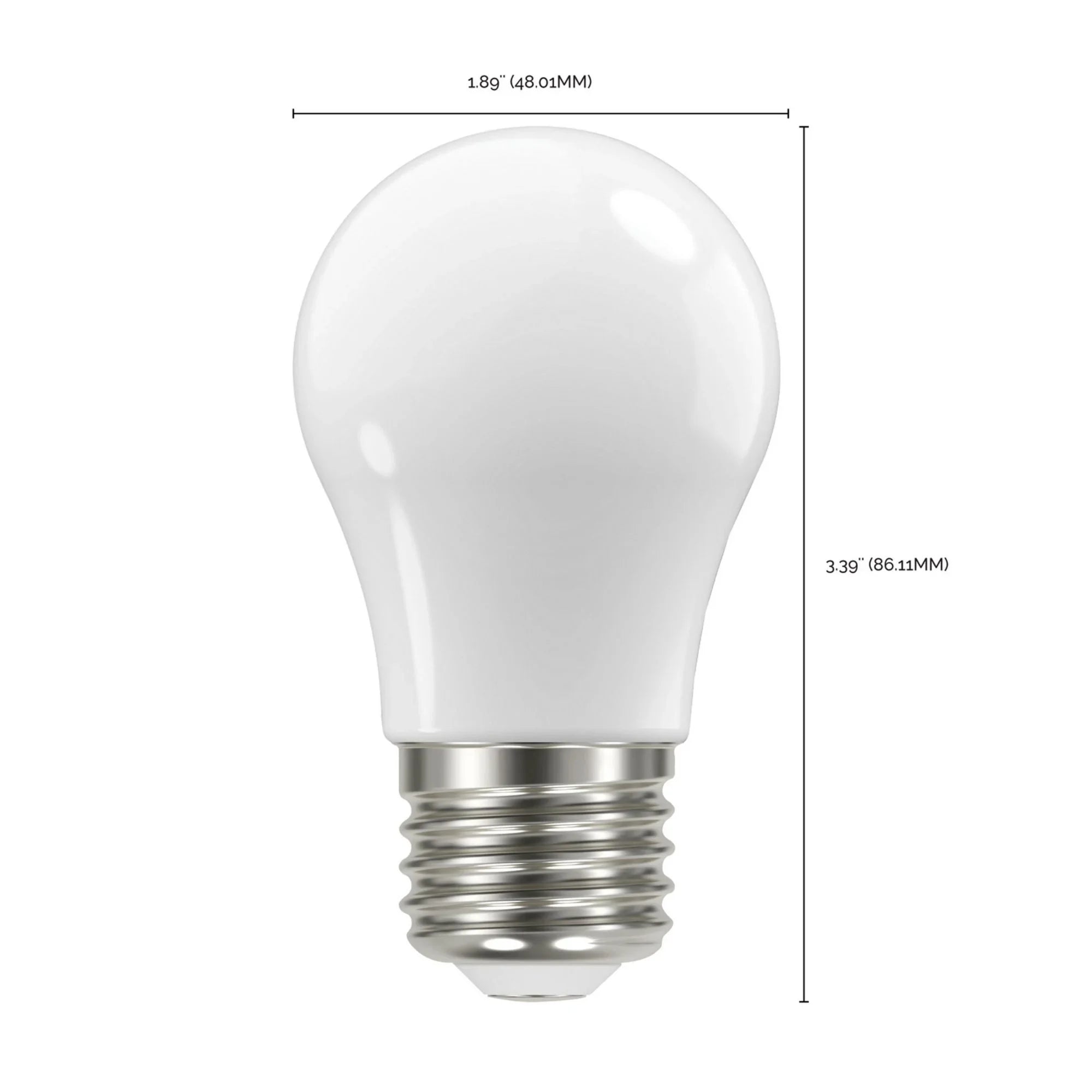 A15 LED Standard Bulb, 8 Watts, 800 Lumens, 3000K, 90+ CRI, E26 Medium Base, Frosted Finish - Bees Lighting