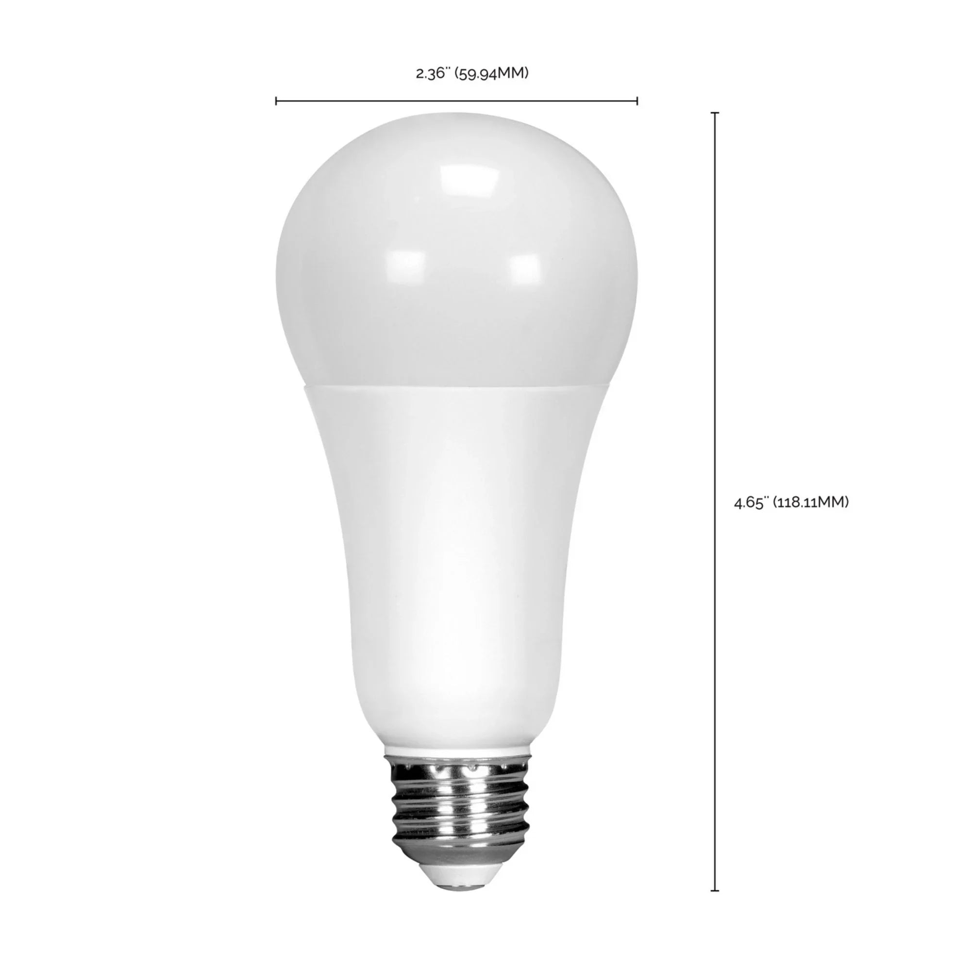 A19 LED Bulb, 100W Equivalent, 17 Watts, 1600 Lumens, 3000K, E26 Medium Base, Frosted Finish - Bees Lighting