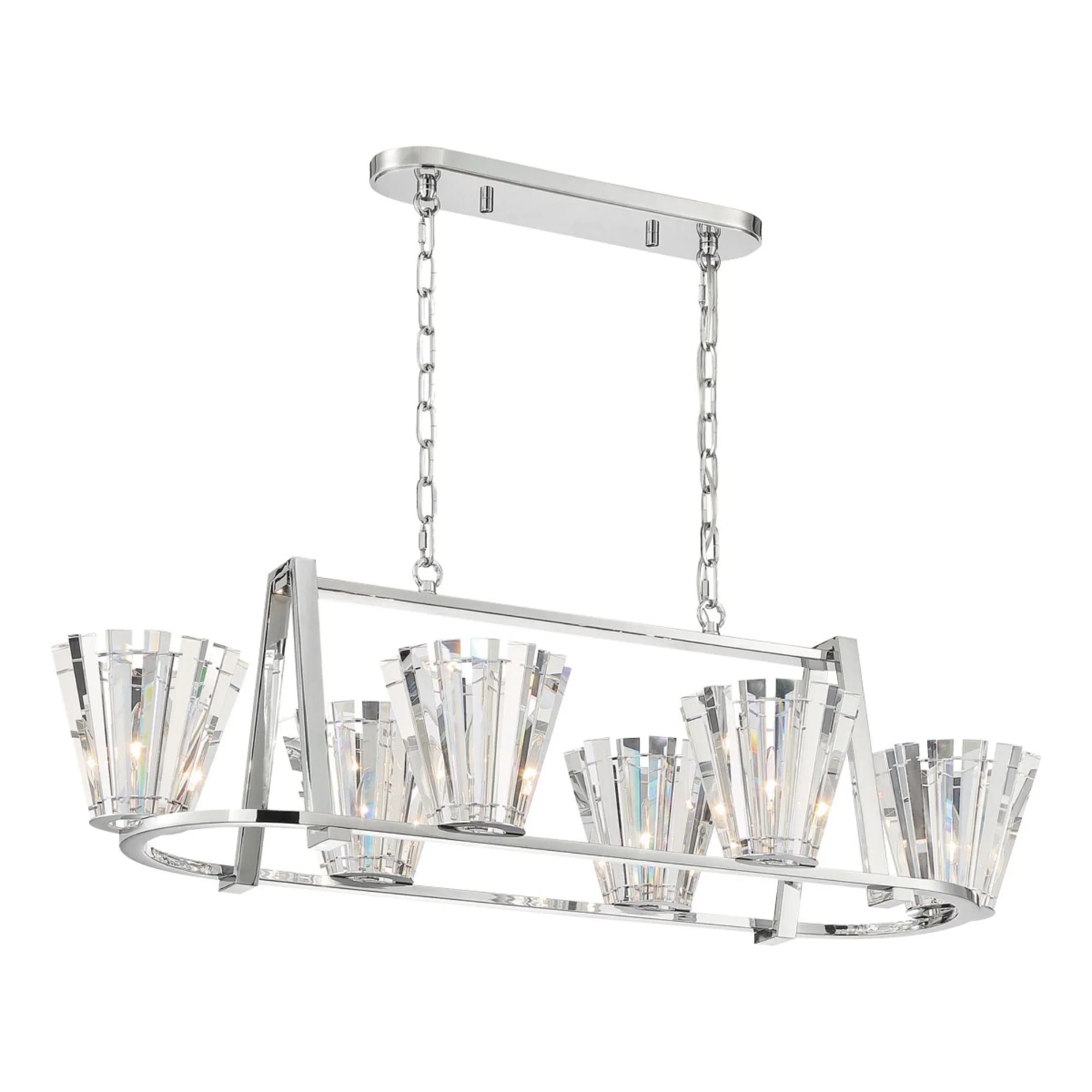 Ricca 6-Light 45" Chandelier, Chrome Finish with Crystals - Bees Lighting