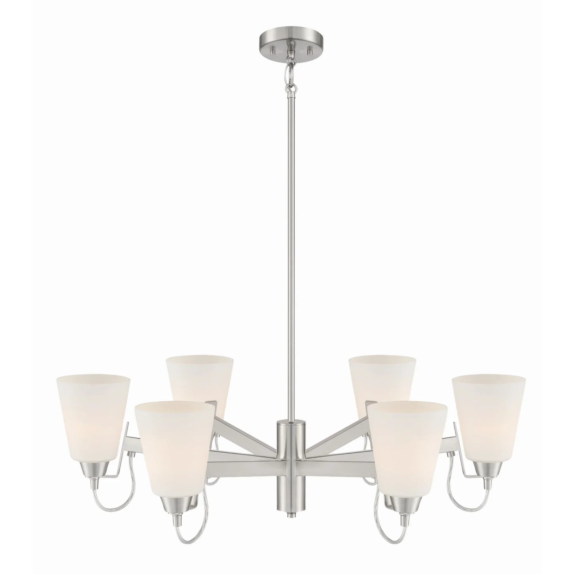 Beckonridge 32" 6-Light Chandelier, Brushed Nickel Finish - Bees Lighting