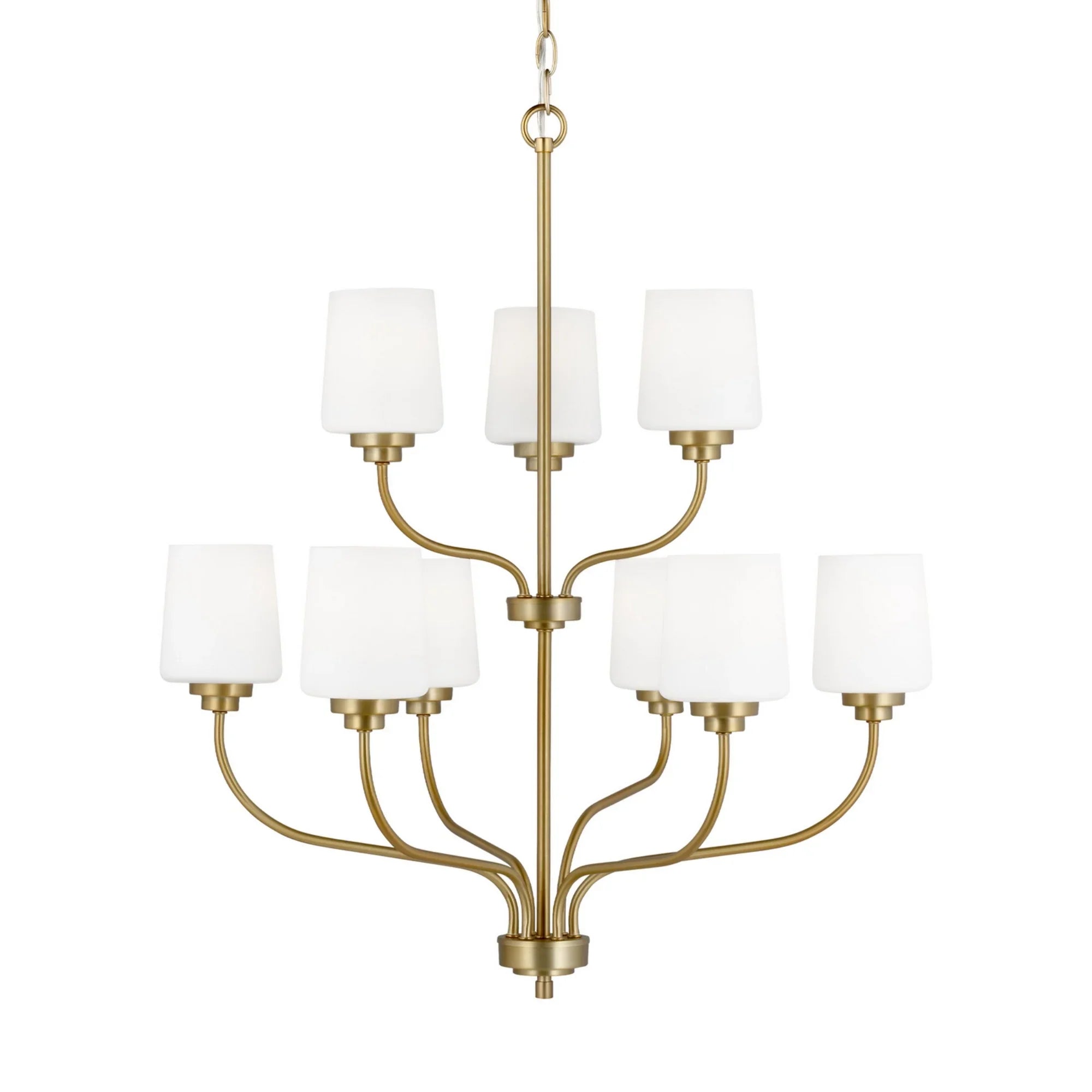 Windom 28" 9-Light Chandelier, Satin Brass Finish - Bees Lighting
