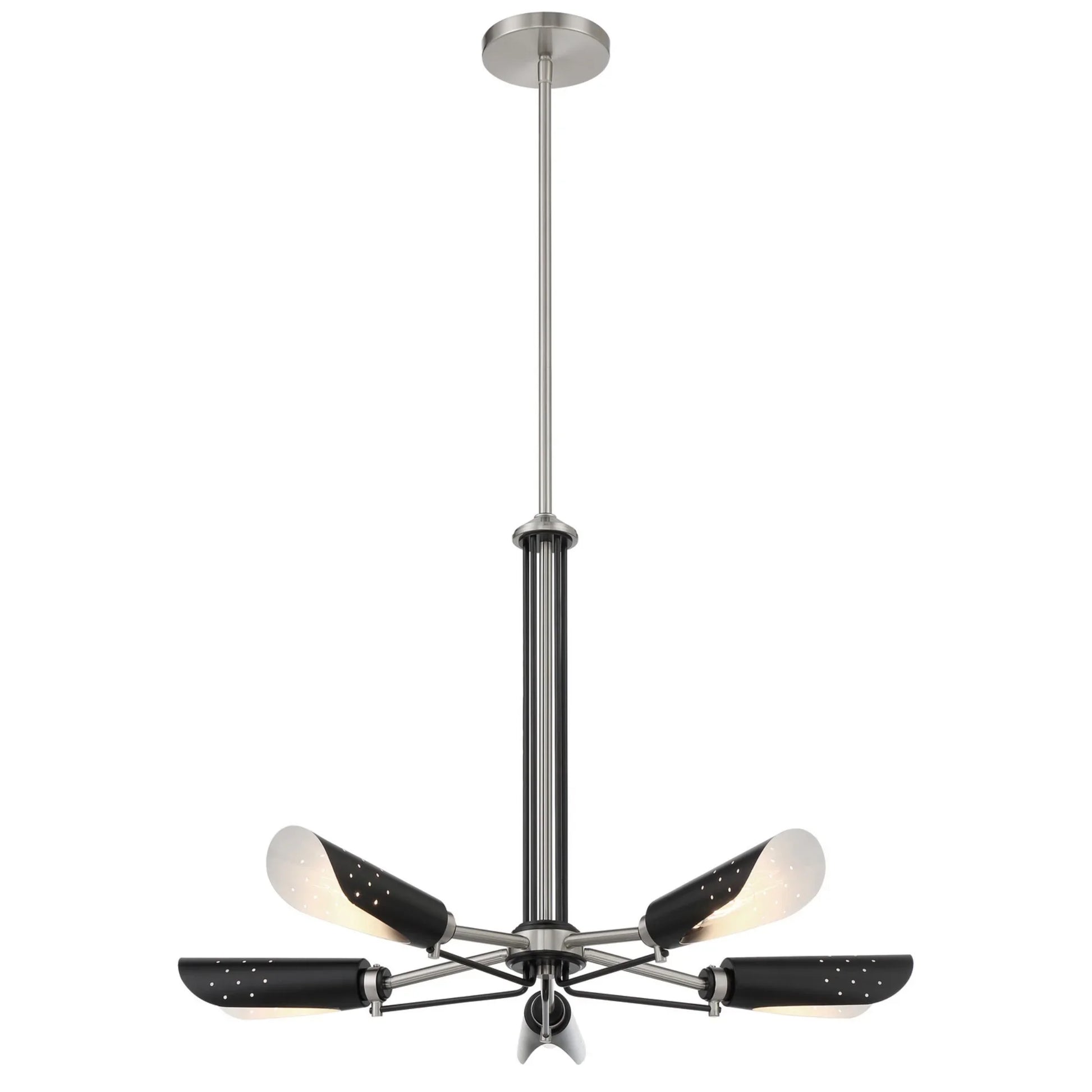 Turbine 28" 5-Light Chandelier, Coal & Brushed Nickel Finish - Bees Lighting