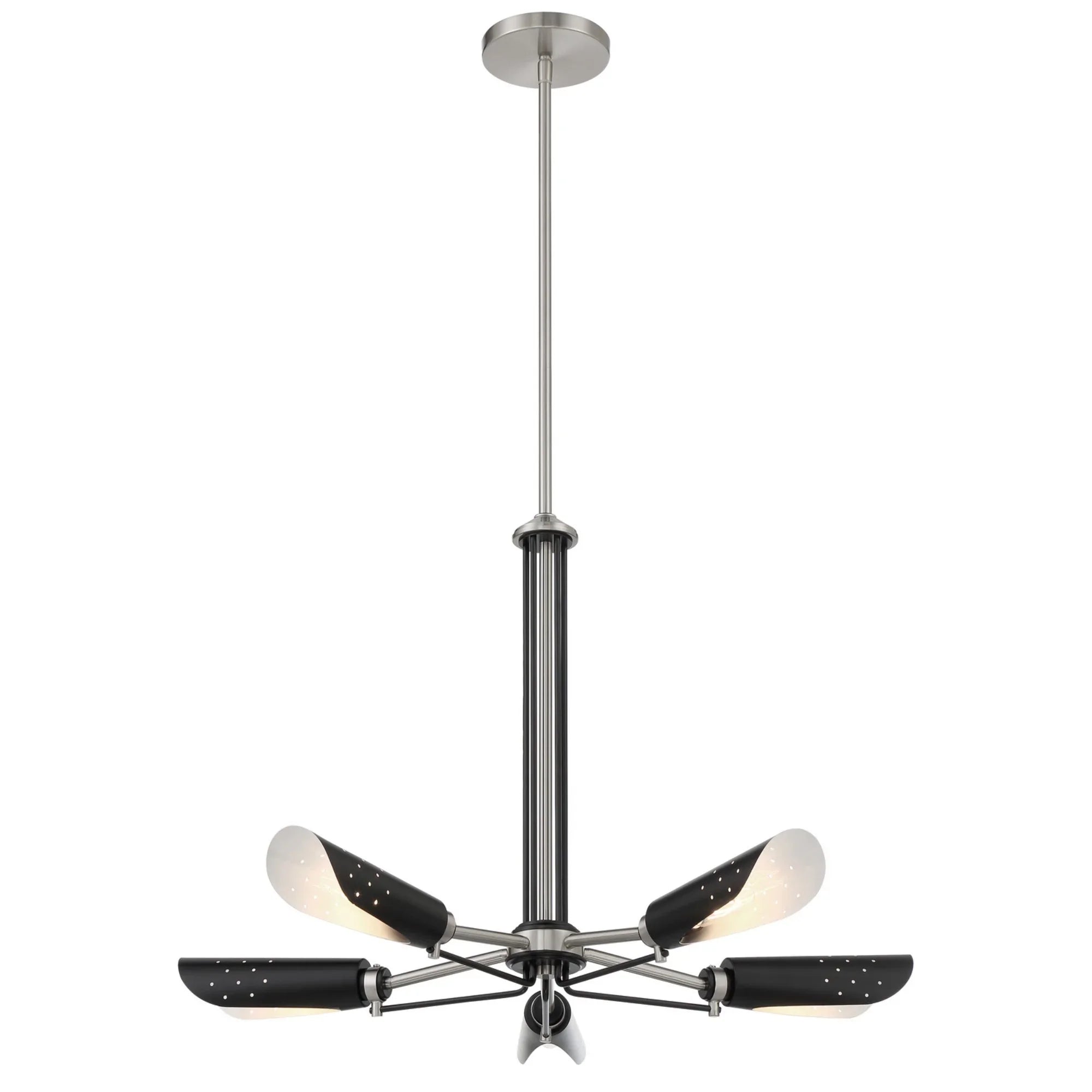 Turbine 28" 5-Light Chandelier, Coal & Brushed Nickel Finish - Bees Lighting