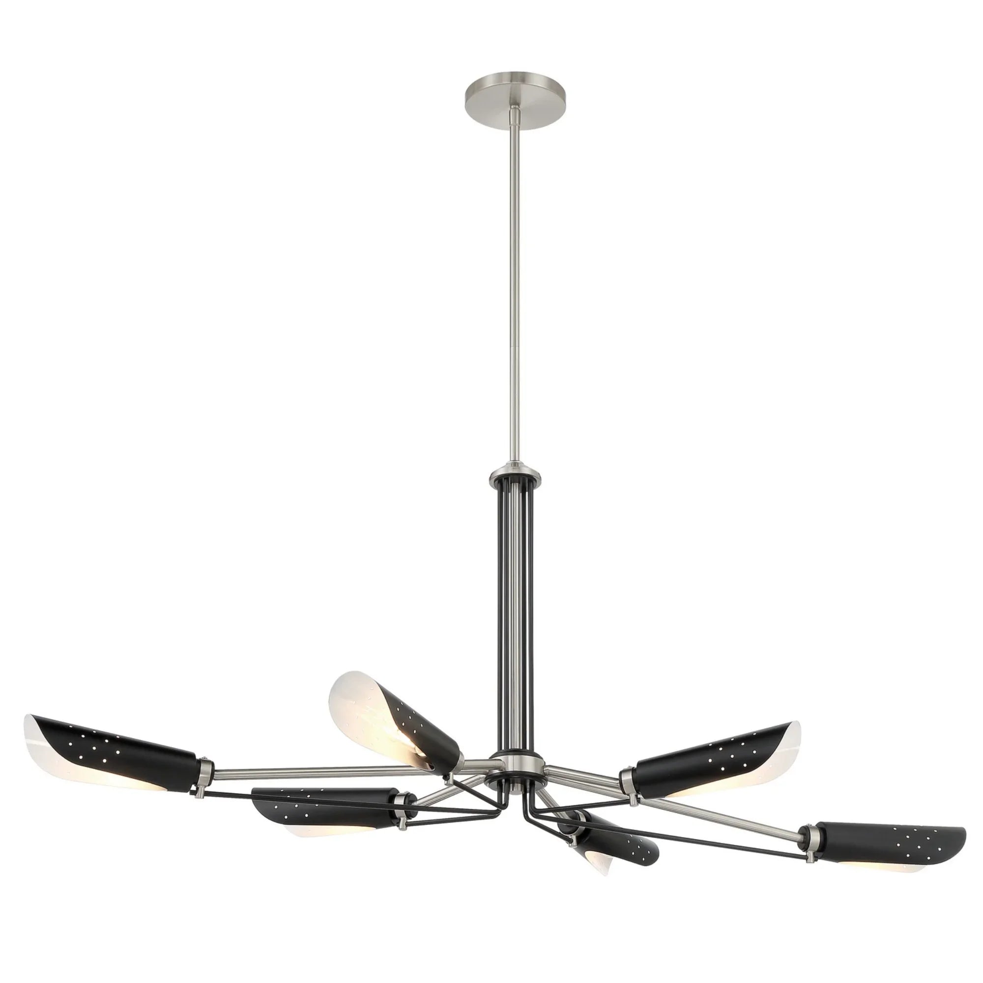 Turbine 44" 6-Light Island Light, Coal & Brushed Nickel Finish - Bees Lighting