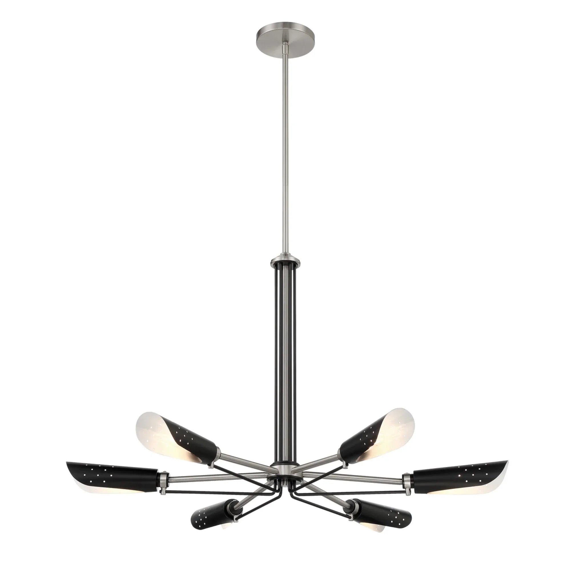 Turbine 34" 6-Light Chandelier, Coal & Brushed Nickel Finish - Bees Lighting