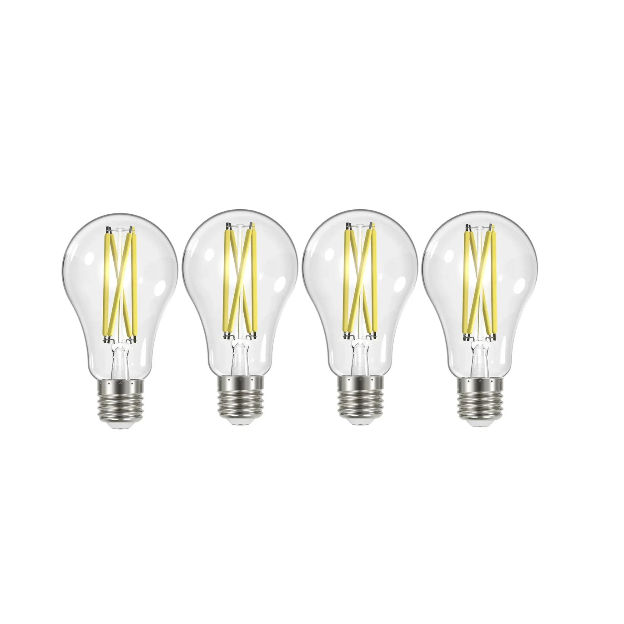 A19 LED Filament Bulb, 100W Equal, 13 Watts, 1500 Lumens, 2700K, E26 Medium Base, Clear, Pack of 4 - Bees Lighting