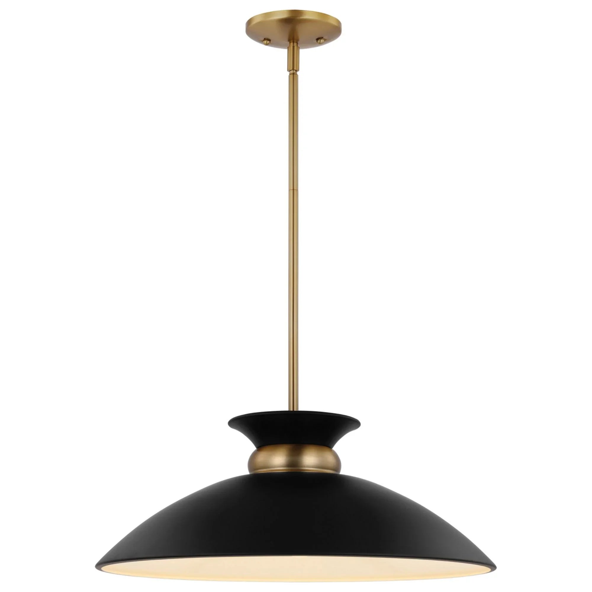 Perkins 20" Pendant, Matte Black with Vintage Brass - Bees Lighting