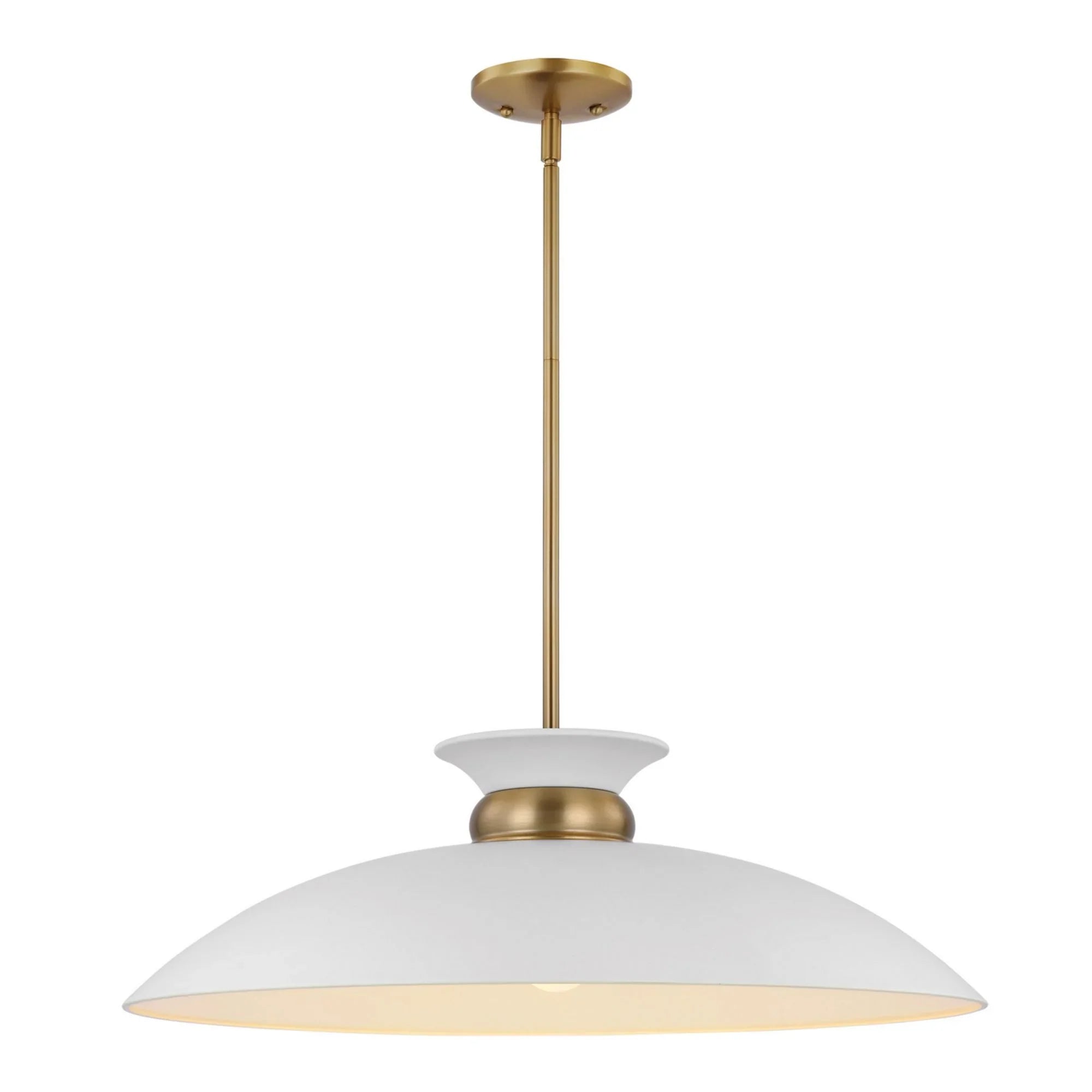 Perkins 24" Pendant, Matte White with Polished Nickel - Bees Lighting