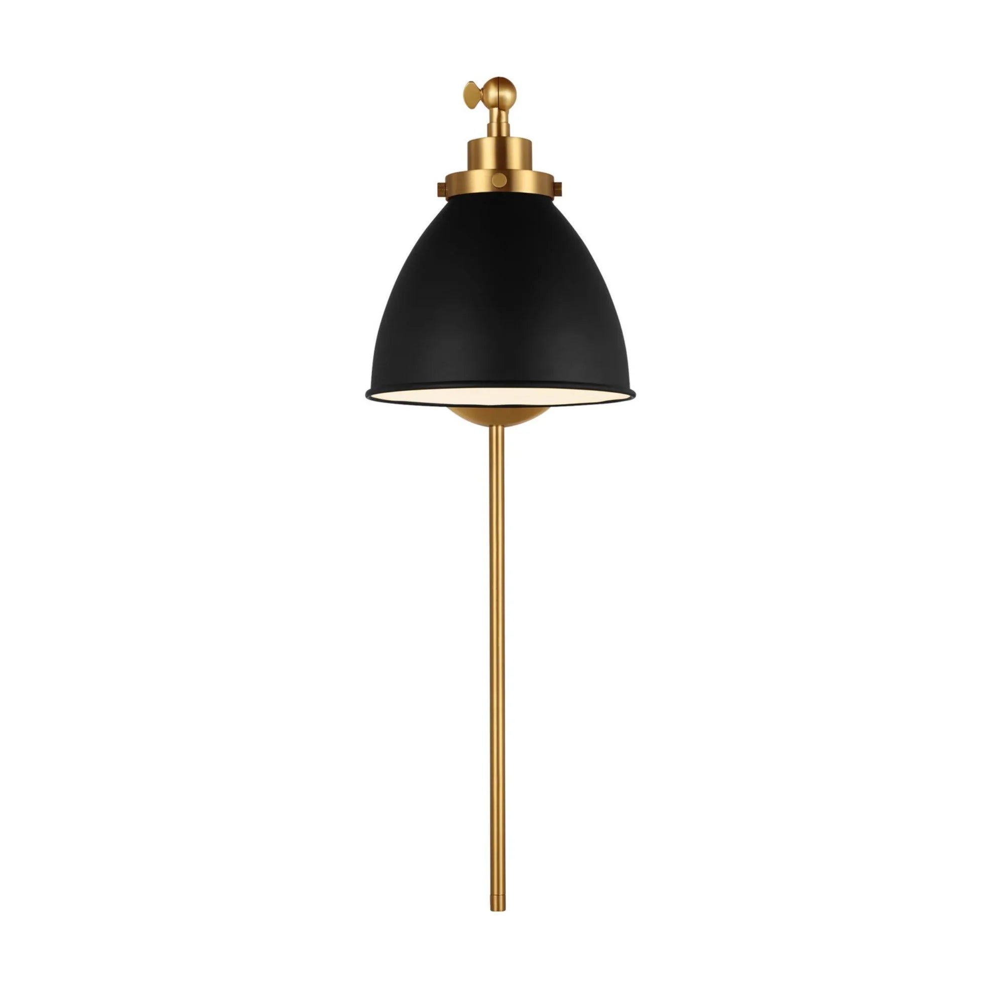 Wellfleet Single Arm Dome Task Sconce, Midnight Black & Burnished Brass Finish - Bees Lighting
