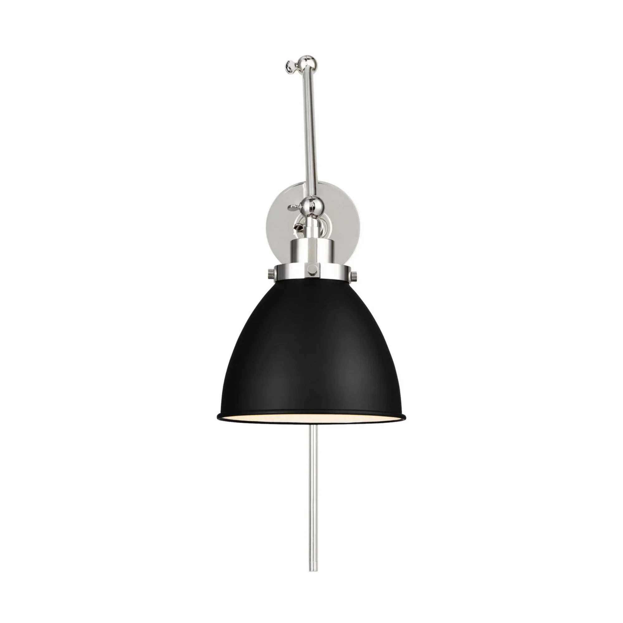 Wellfleet Double Arm Dome Task Sconce, Midnight Black & Polished Nickel Finish - Bees Lighting