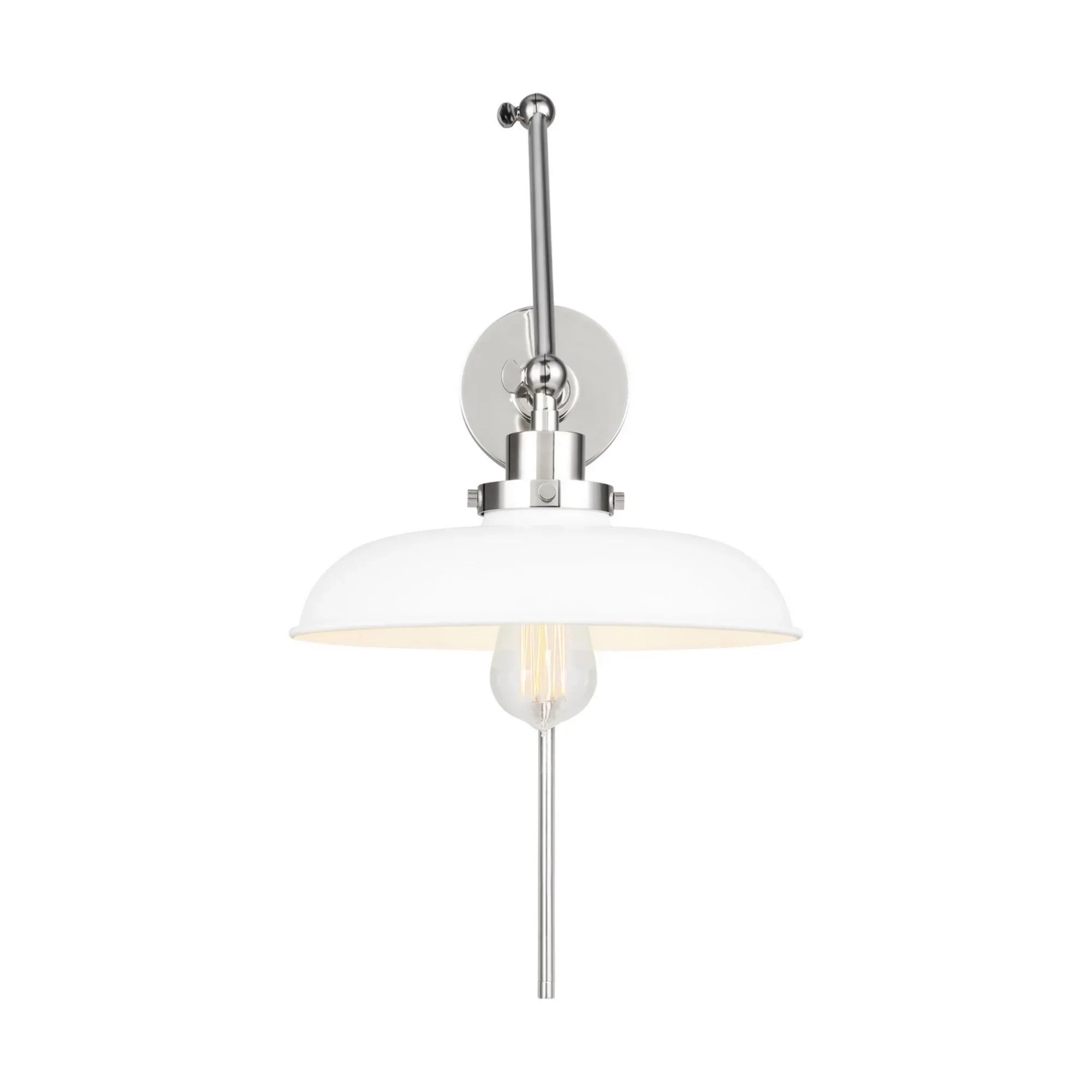 Wellfleet Double Arm Wide Task Sconce, Matte White & Polished Nickel Finish - Bees Lighting