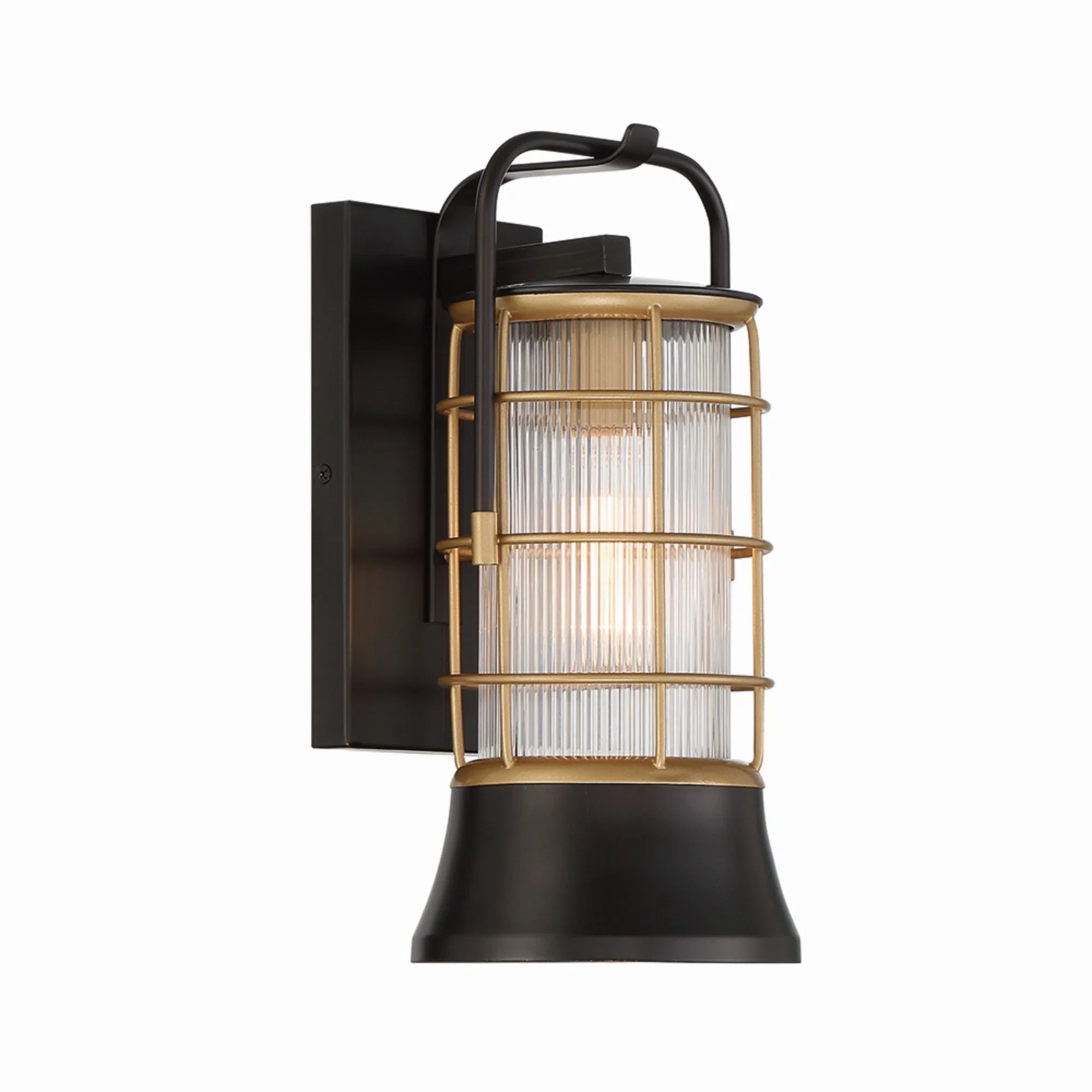 Rivamar 13" Outdoor Wall Lantern, Gold & Black Finish - Bees Lighting