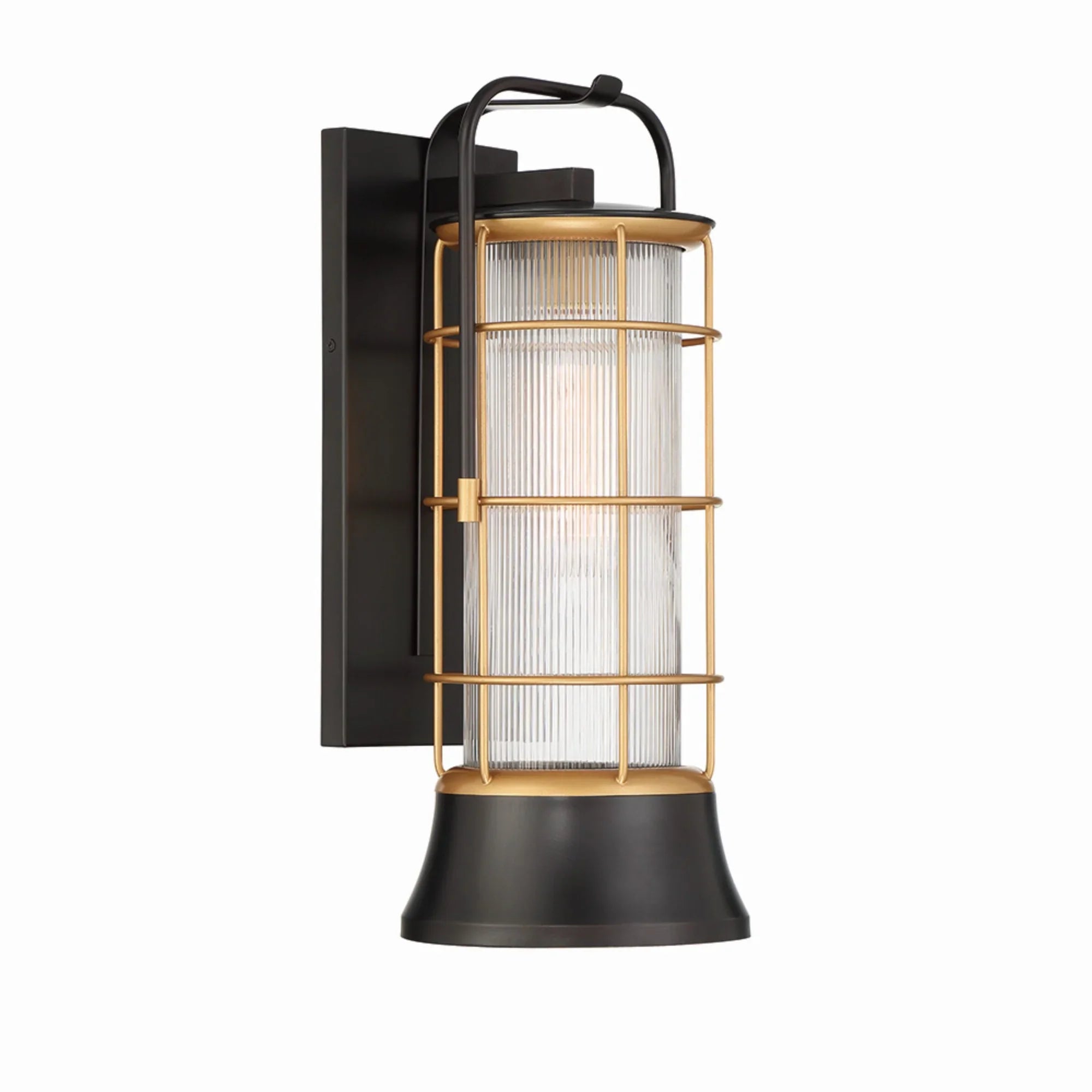 Rivamar 20" Outdoor Wall Lantern, Gold & Black Finish - Bees Lighting