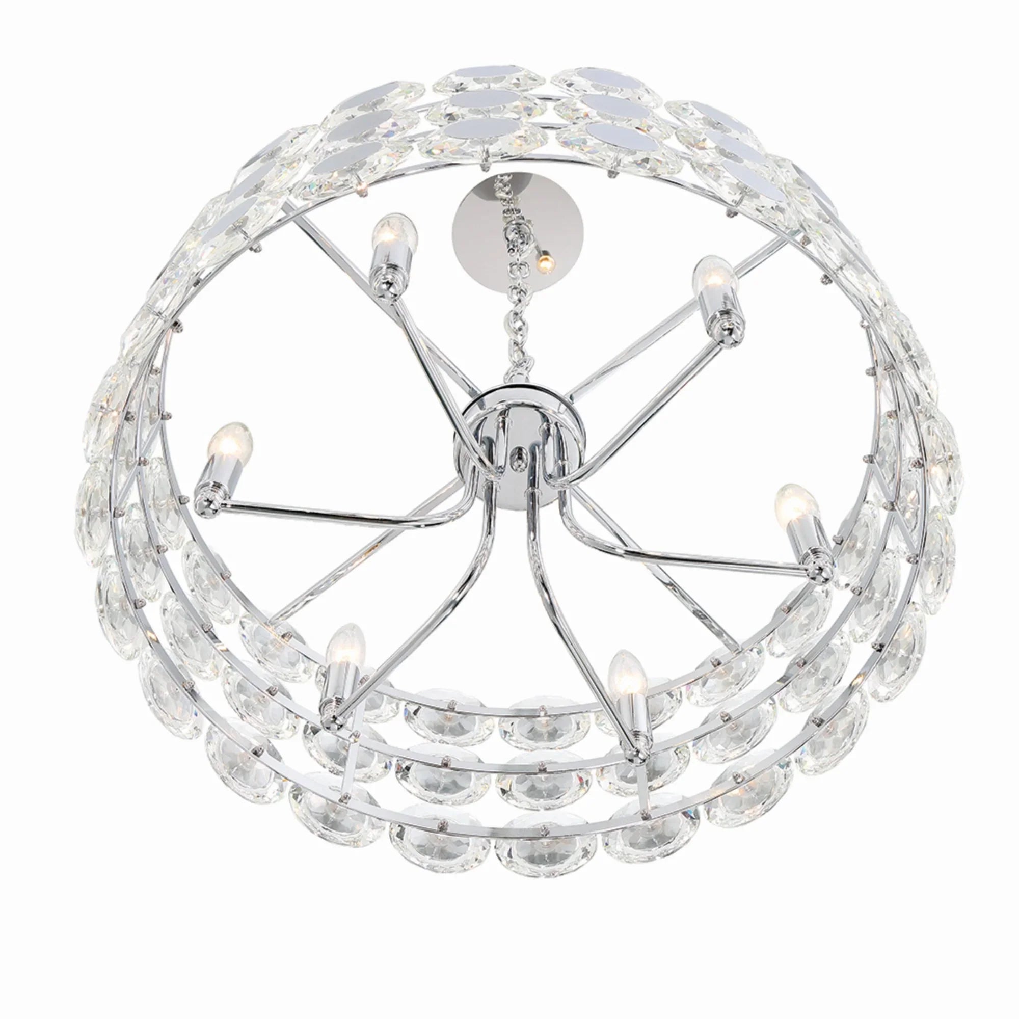 Perrene 6-Light 23" Chandelier, Chrome Finish with Crystals - Bees Lighting