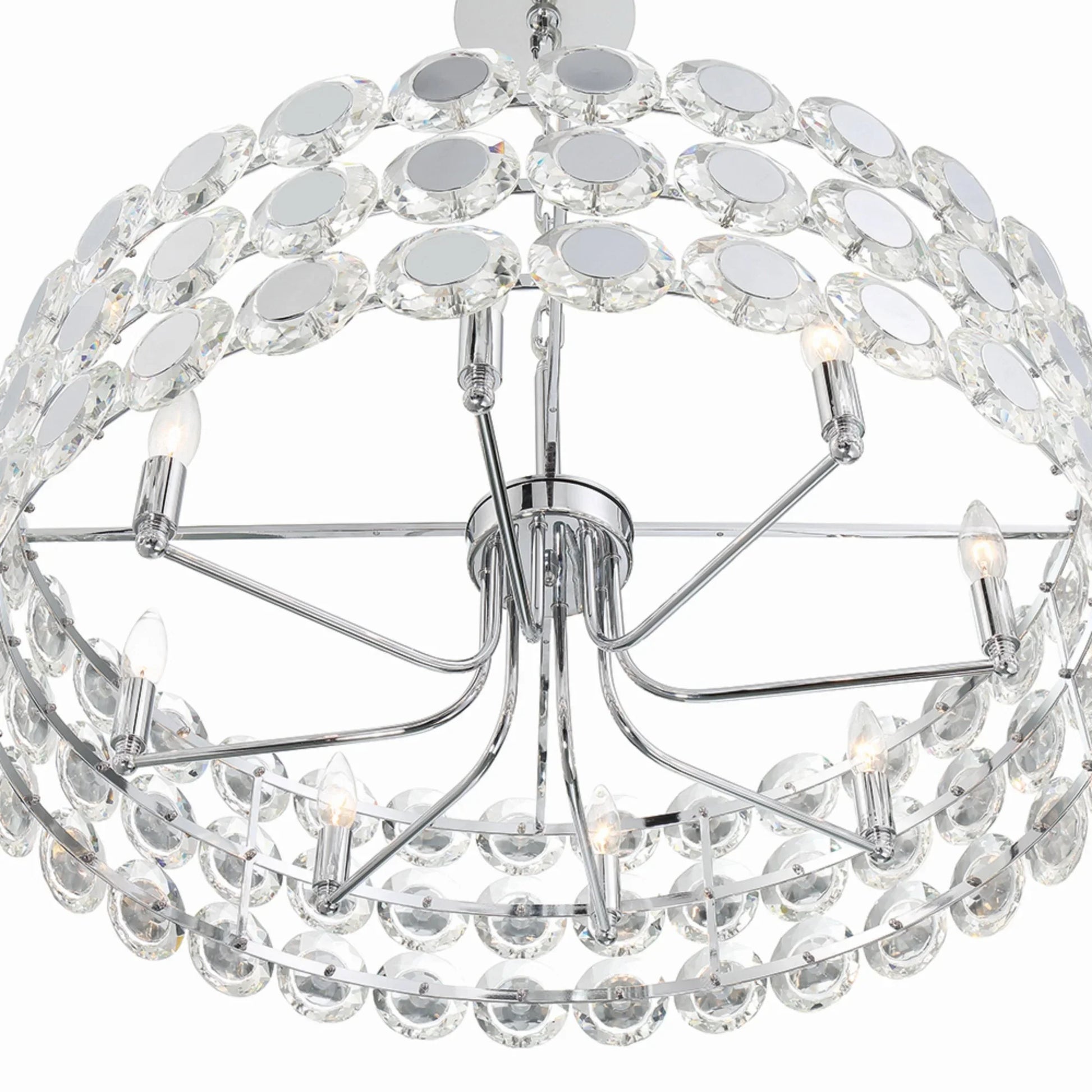 Perrene 8-Light 32" Chandelier, Chrome Finish with Crystals - Bees Lighting