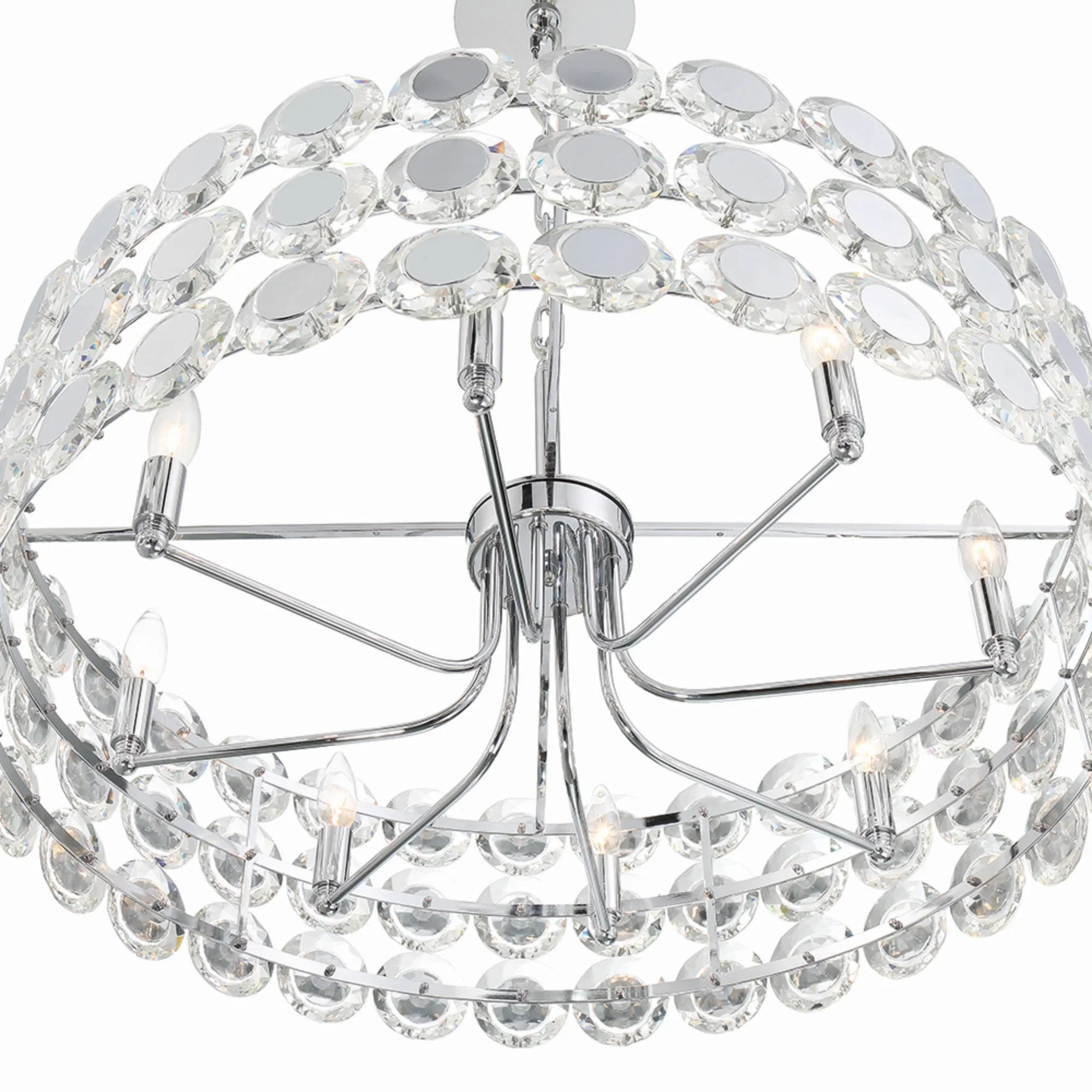 Perrene 8-Light 32" Chandelier, Chrome Finish with Crystals - Bees Lighting