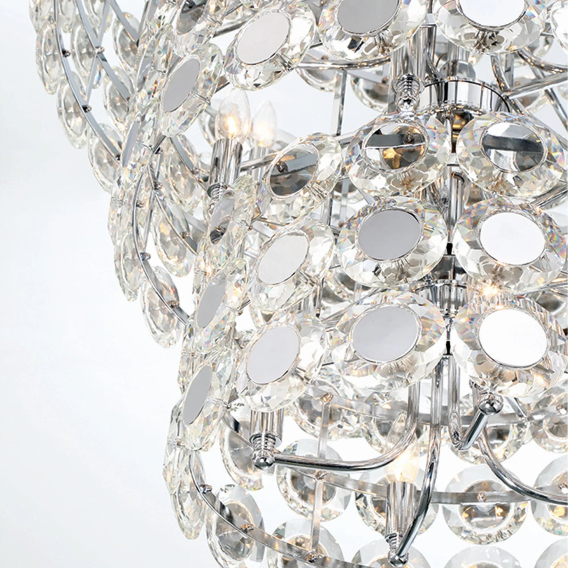 Perrene 4-Tiers 24-Light 45" Chandelier, Chrome Finish with Crystals - Bees Lighting