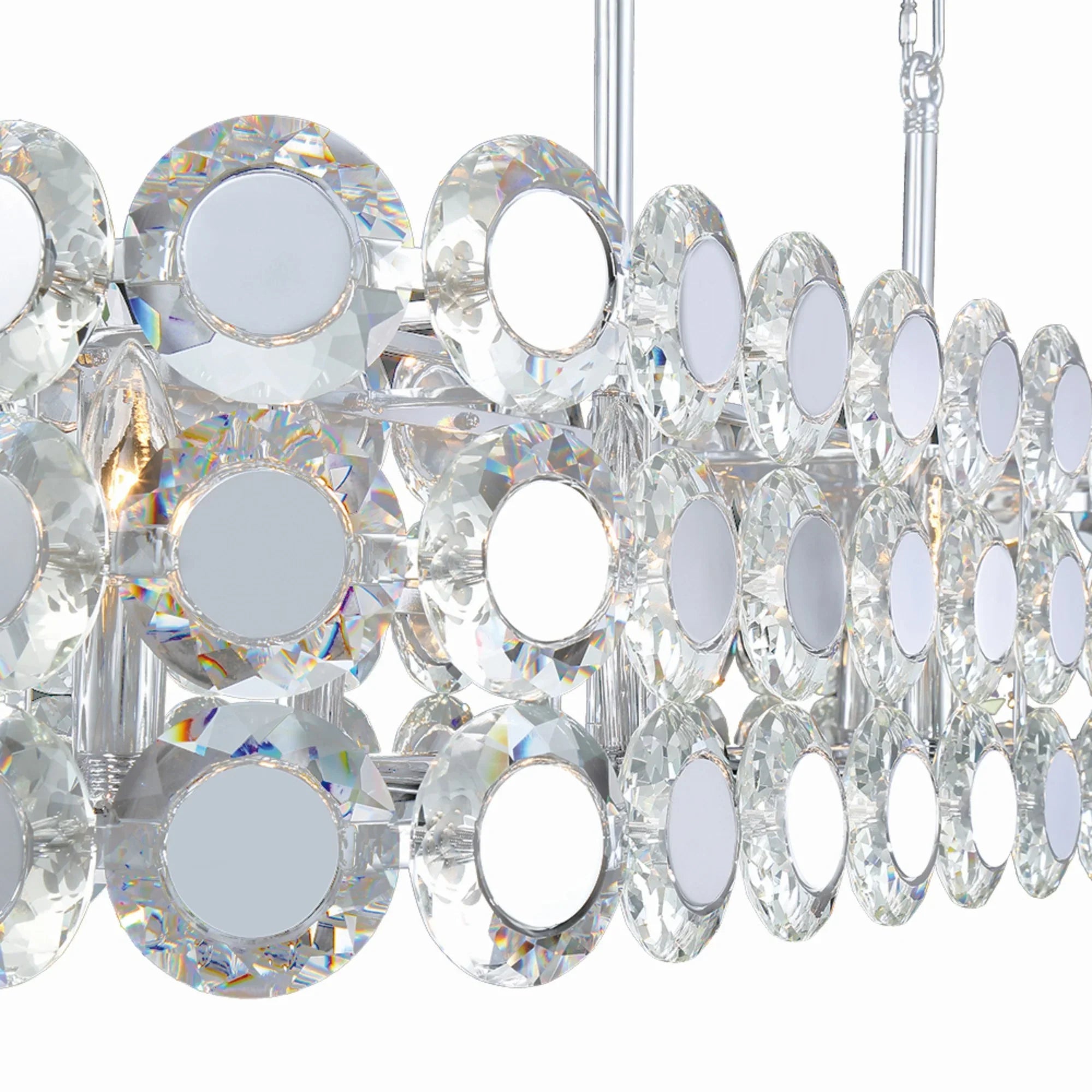 Perrene 8-Light 40" Linear Chandelier, Chrome Finish with Crystals - Bees Lighting