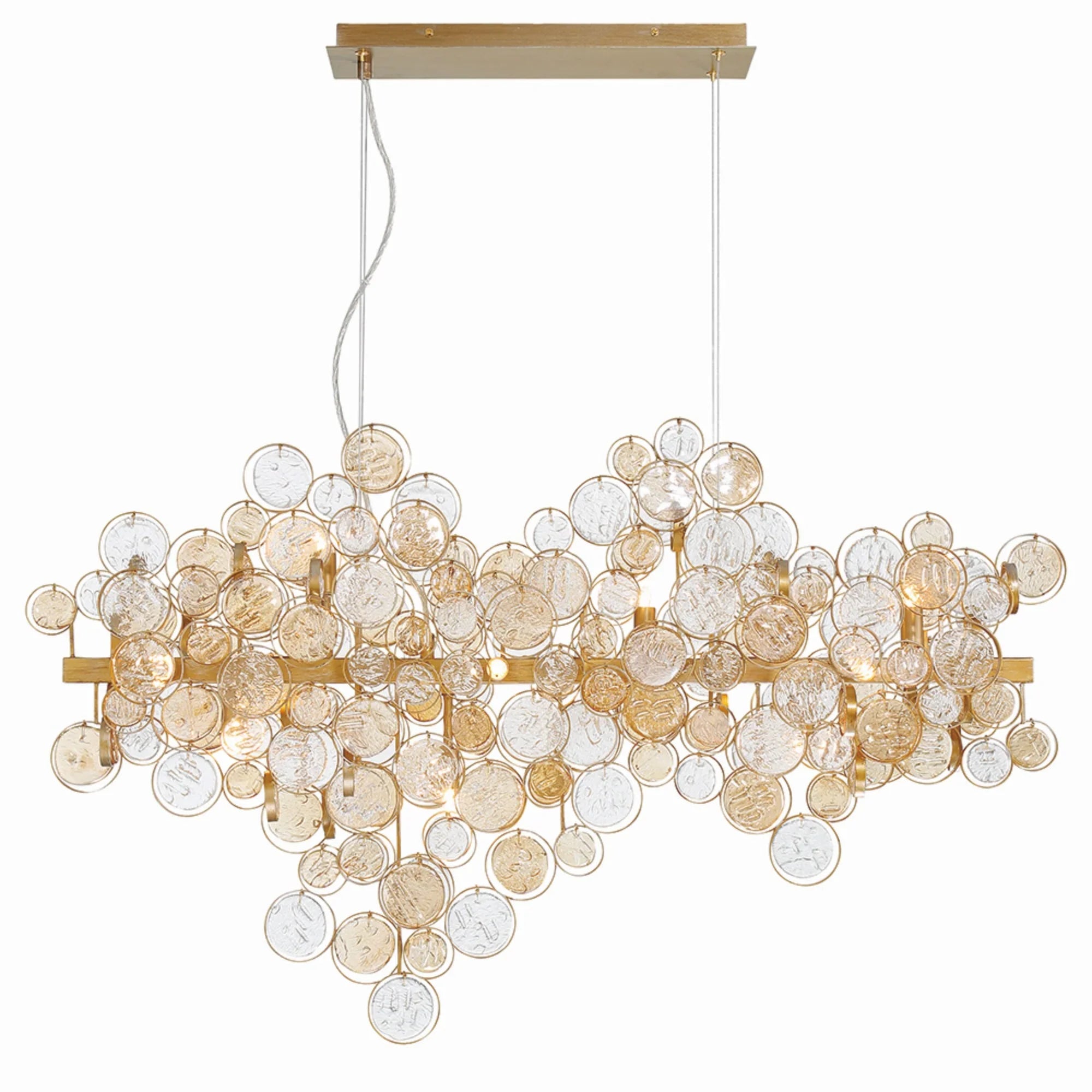 Trento 12-Light 40" Linear Chandelier, Gold Finish - Bees Lighting