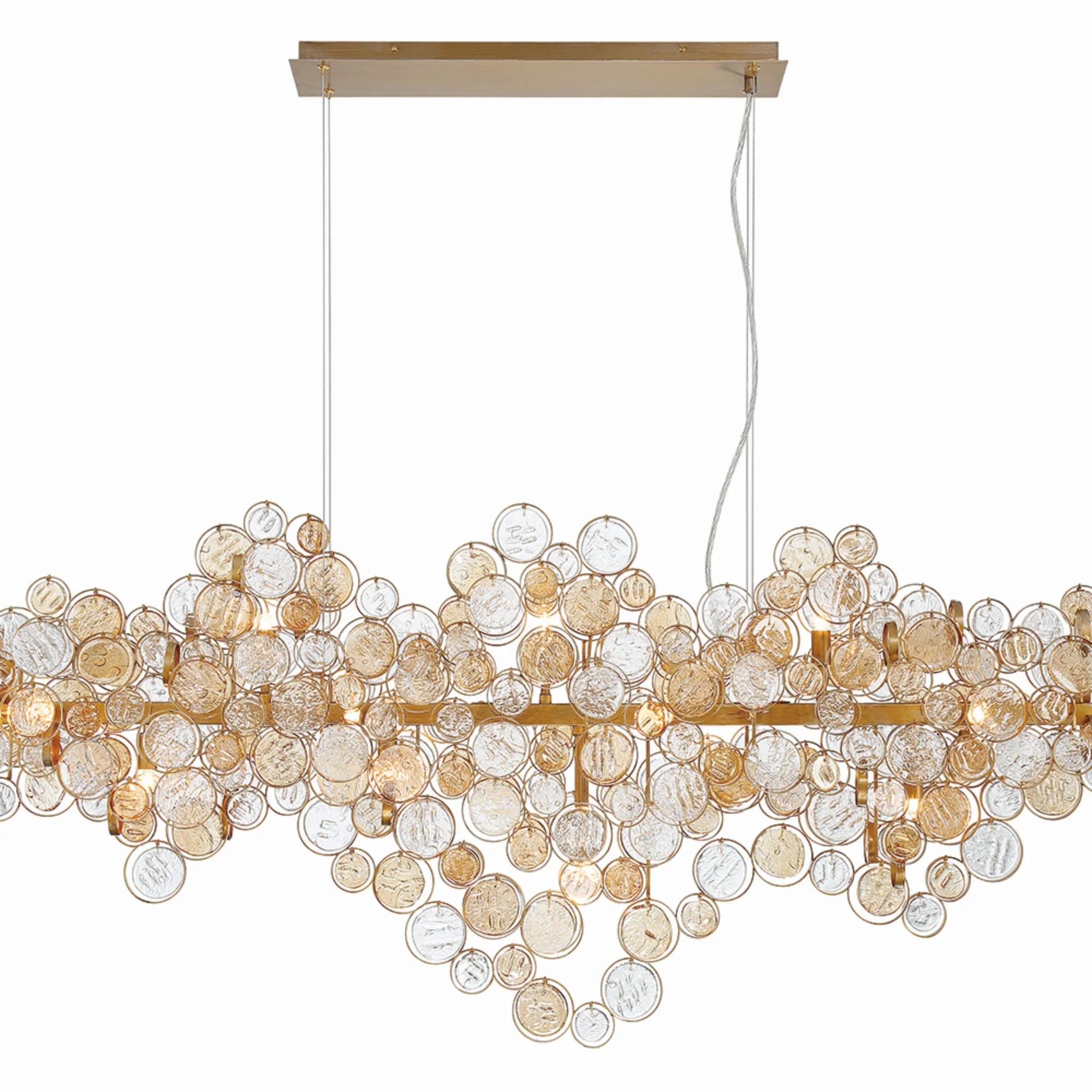 Trento 15-Light 56" Linear Chandelier, Gold Finish - Bees Lighting