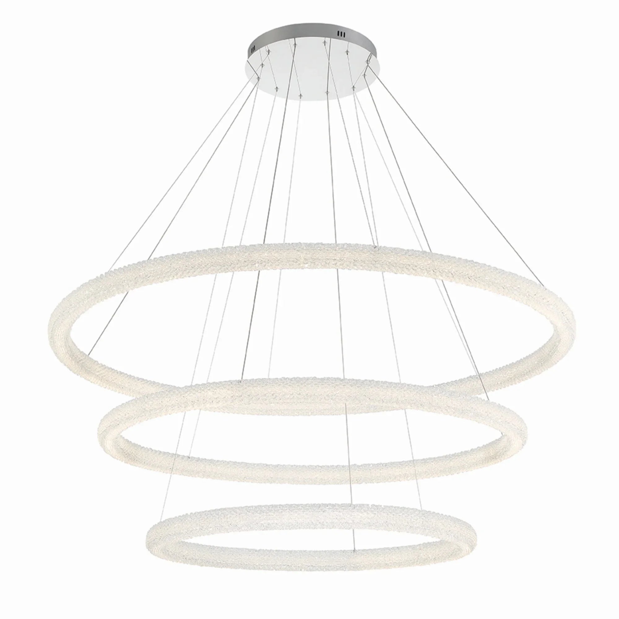 Sassi 3-Tiers 60" LED Grand Chandelier, Chrome Finish with Crystals - Bees Lighting