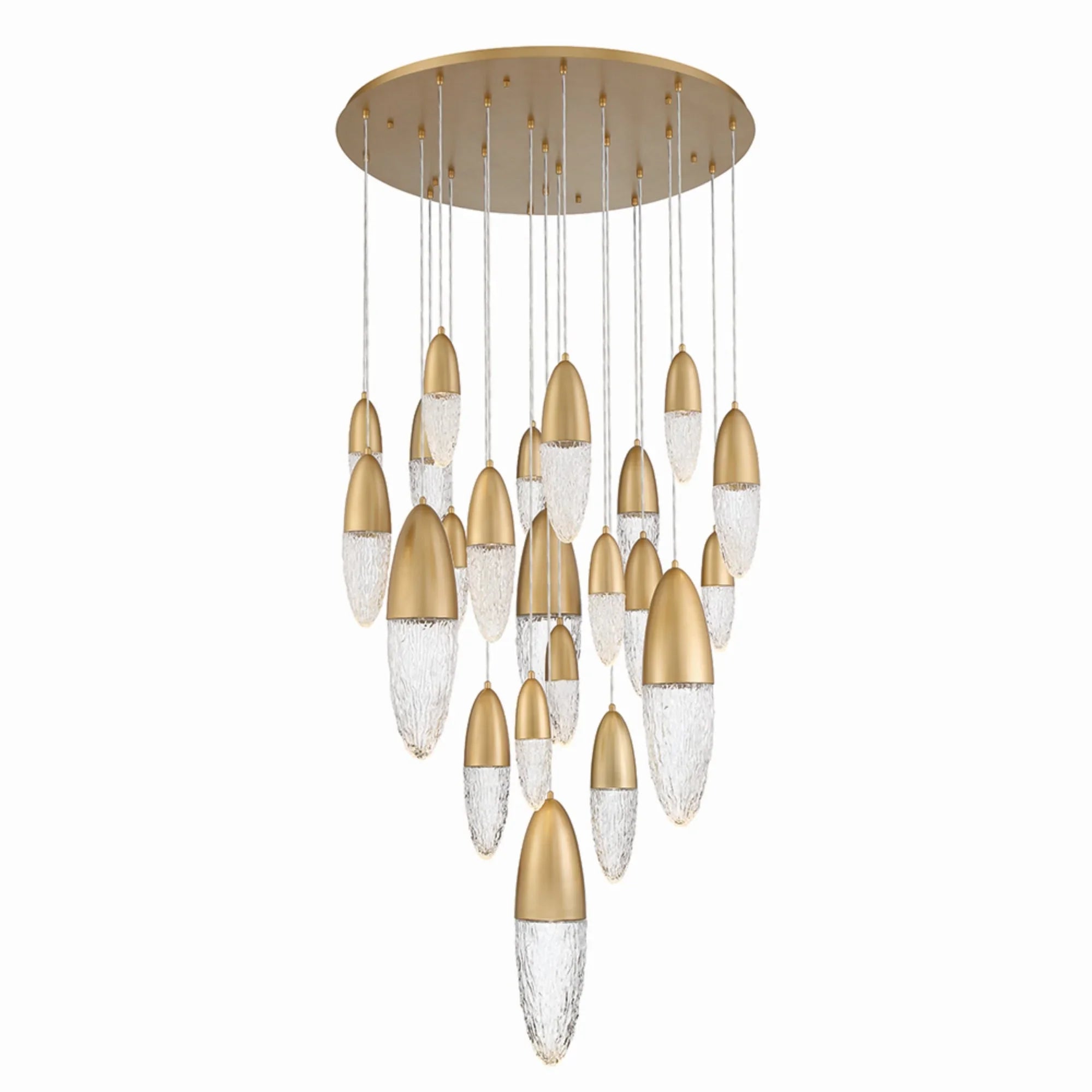 Ecrou 22-Light 40" Grand Chandelier, Satin Gold Finish - Bees Lighting