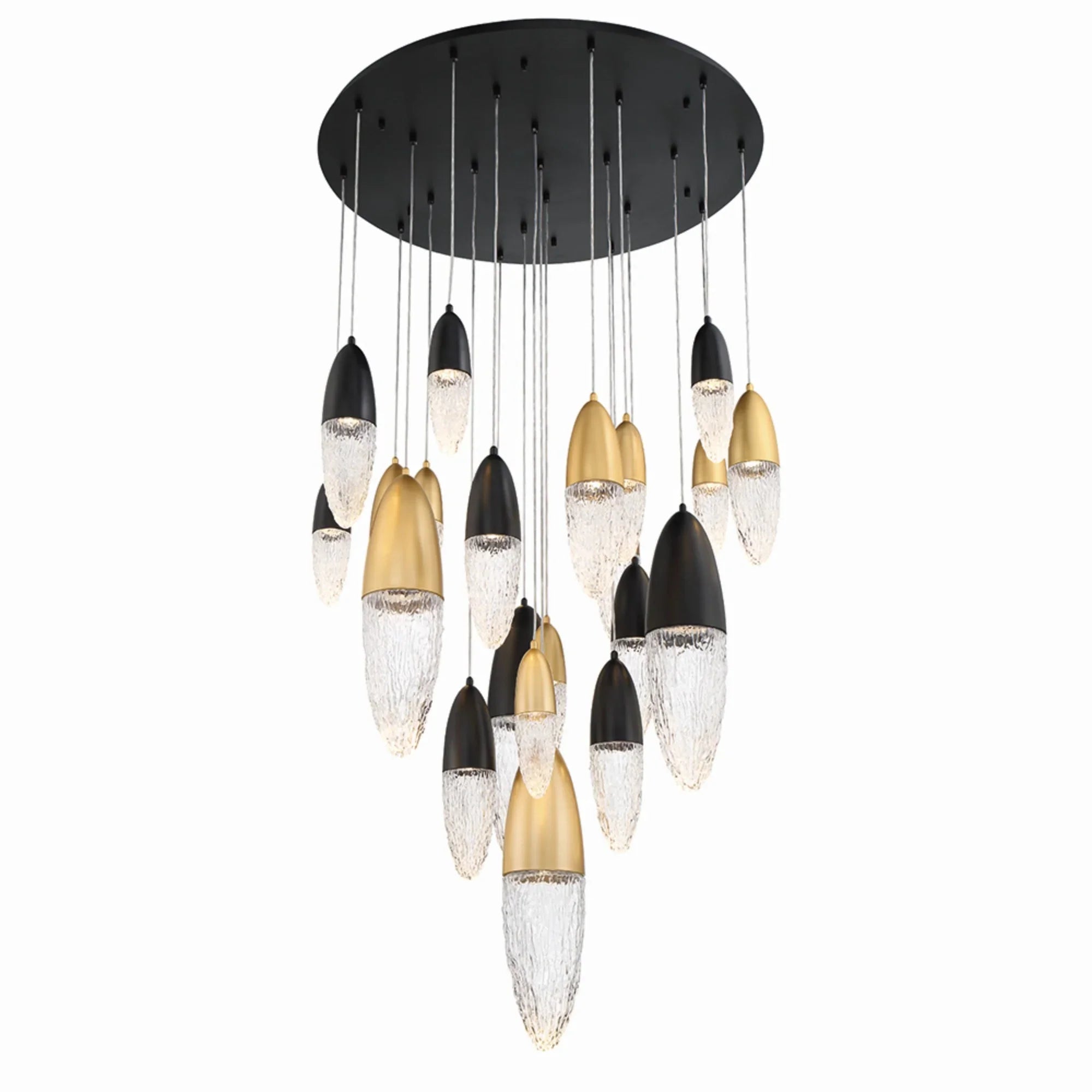 Ecrou 22-Light 40" Grand Chandelier, Gold & Black Finish - Bees Lighting