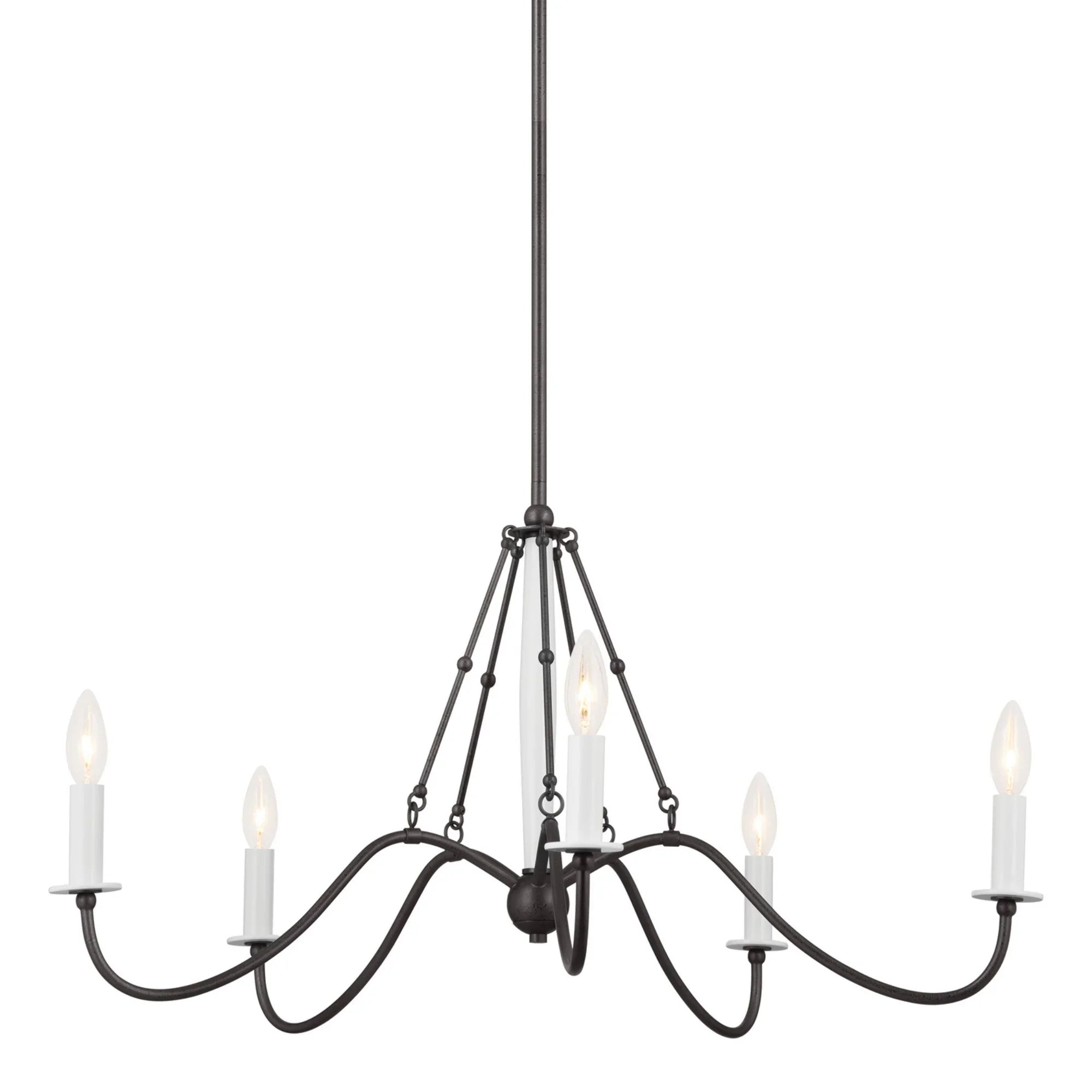 Freesia 31" 5-Light Chandelier, Anvil Iron Finish - Bees Lighting