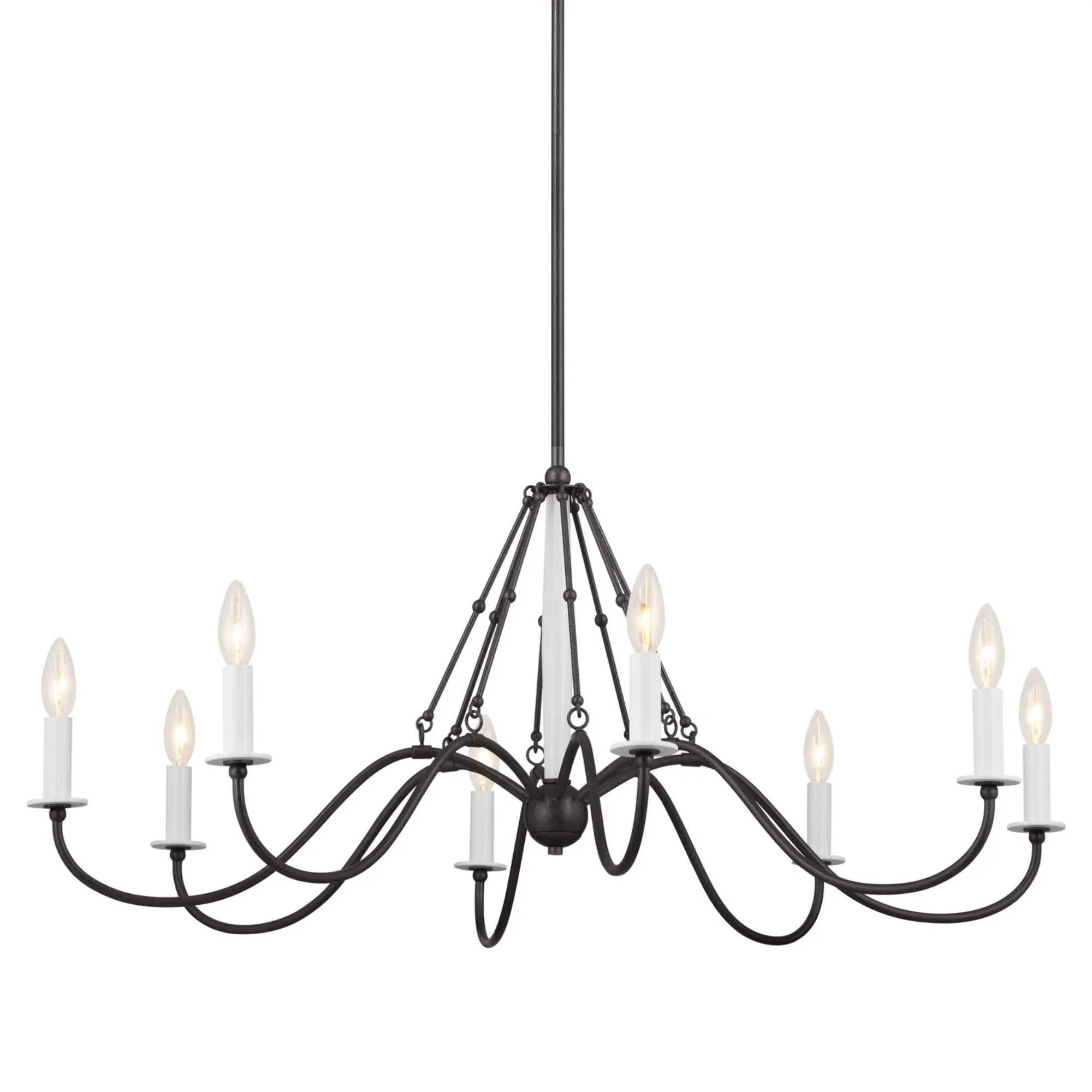 Freesia 38" 8-Light Chandelier, Anvil Iron Finish - Bees Lighting