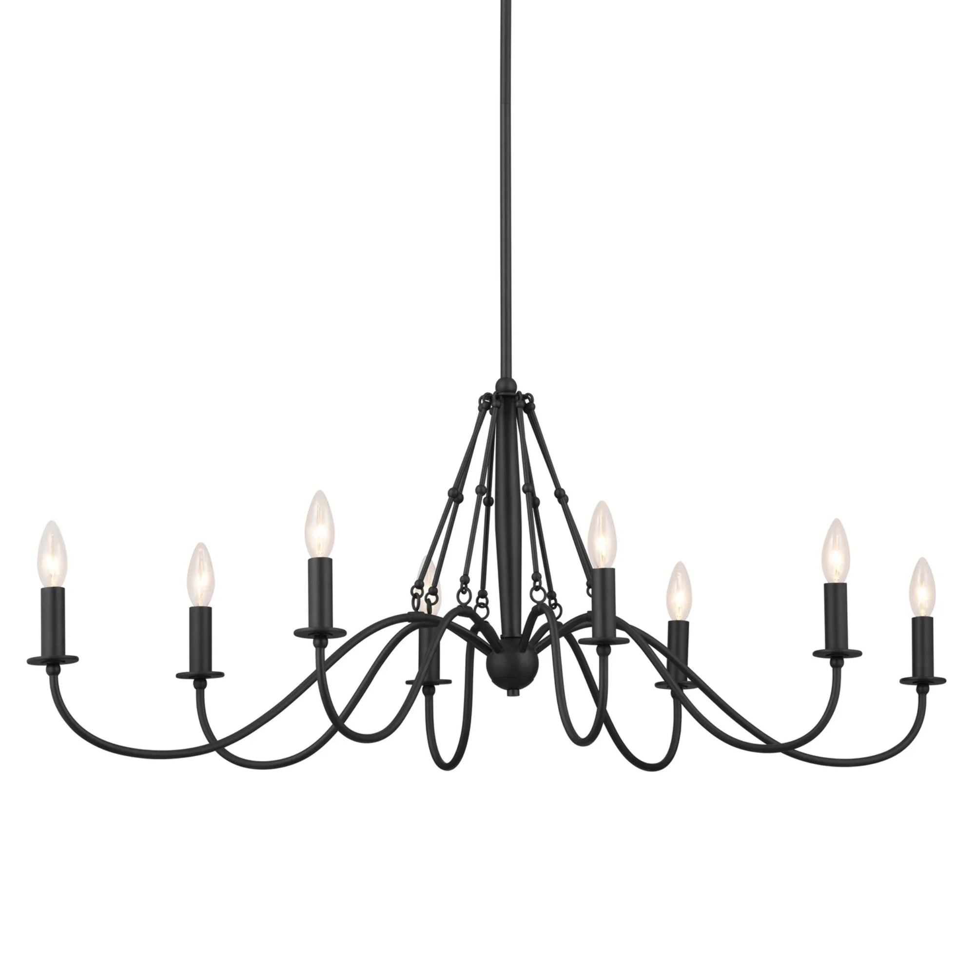 Freesia 45" 8-Light Linear Chandelier, Textured Black Finish - Bees Lighting