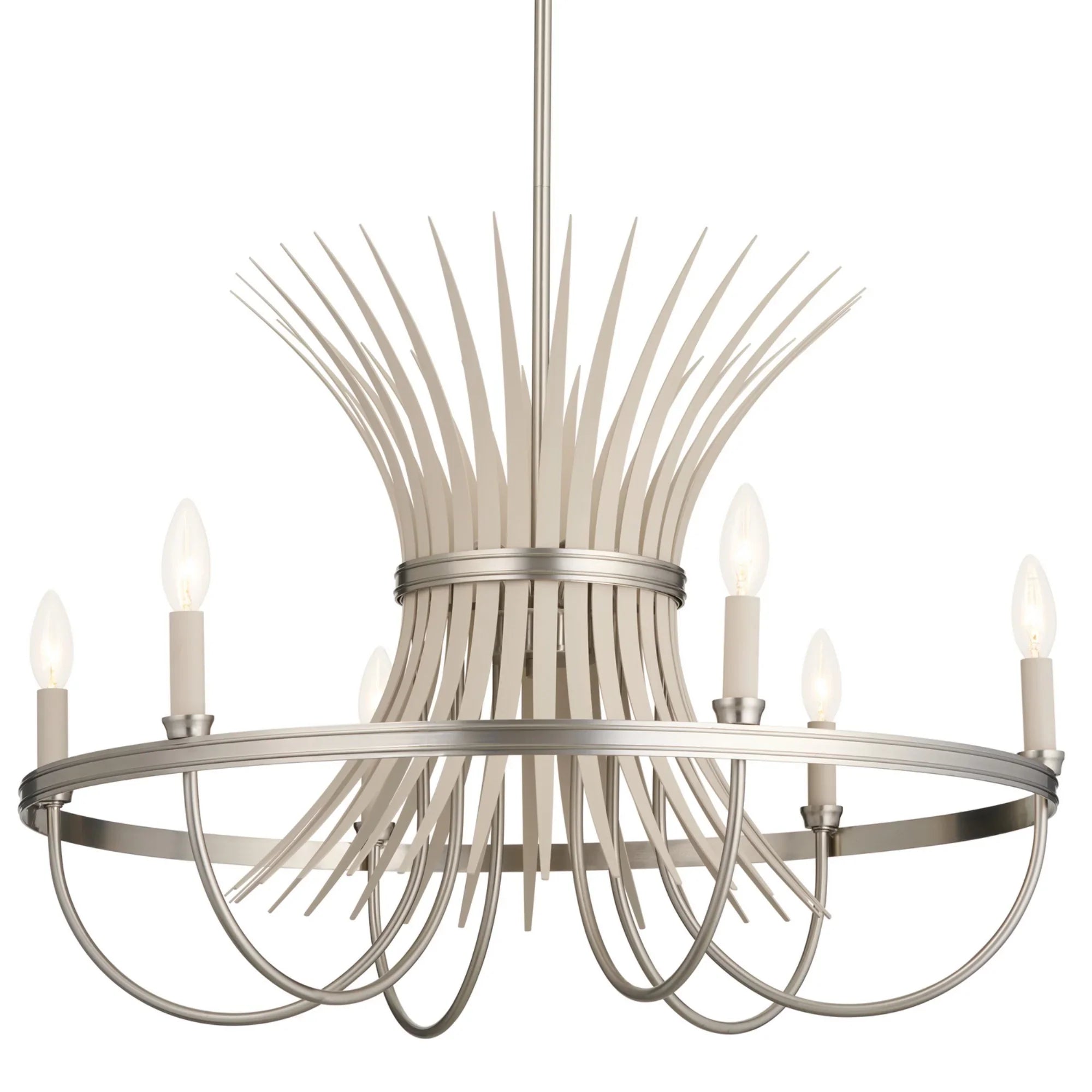 Baile 29" 6-Light Chandelier, Brushed Nickel Finish - Bees Lighting