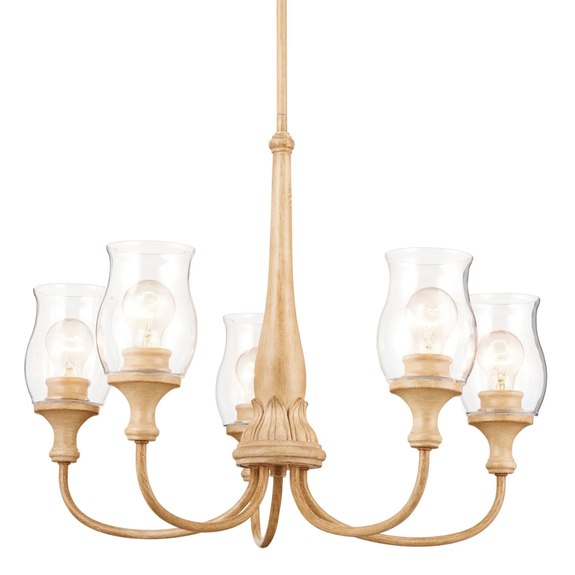 Melis 27" 5-Light Chandelier, Warm Maple Wood Finish - Bees Lighting