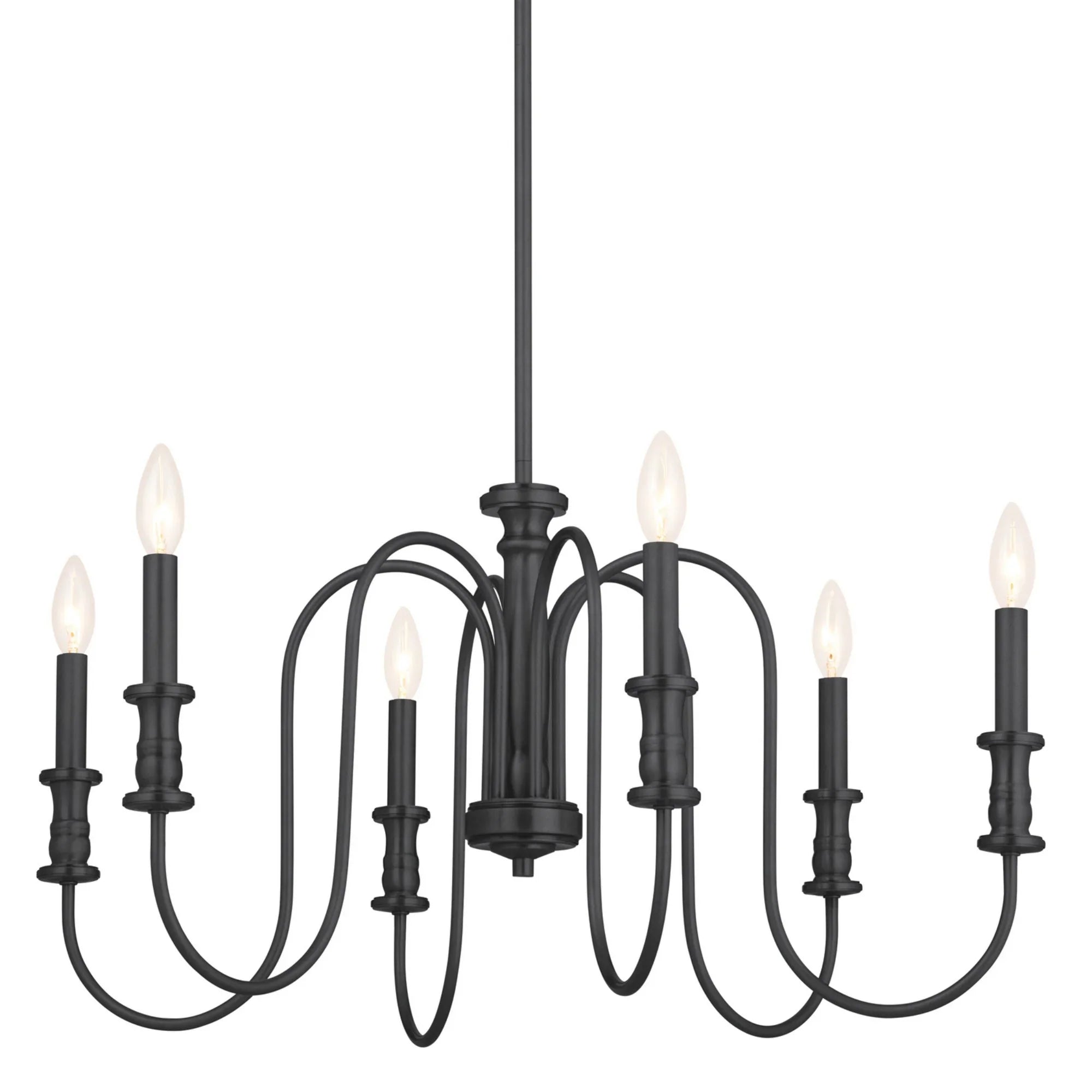 Karthe 29" 6-Light Chandelier, Black Finish - Bees Lighting