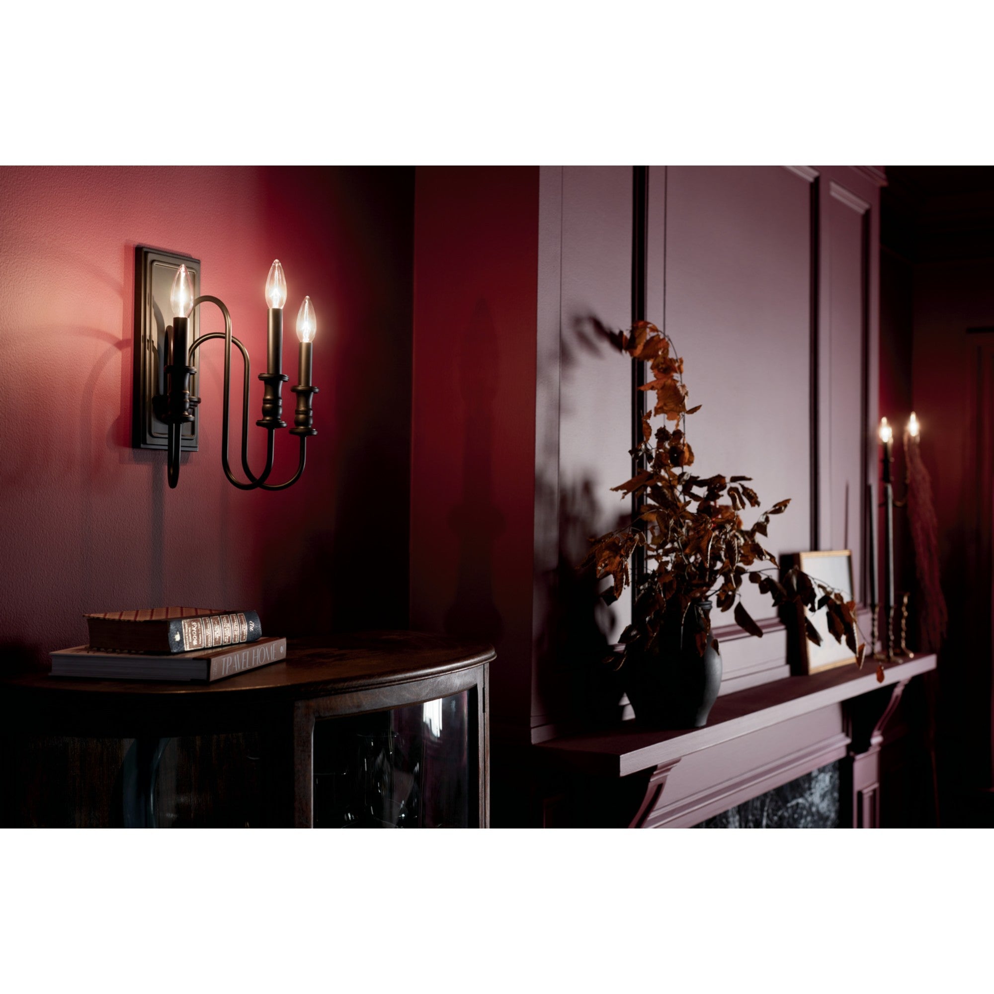 Karthe 15 in. 3 Lights Armed Sconce Black finish