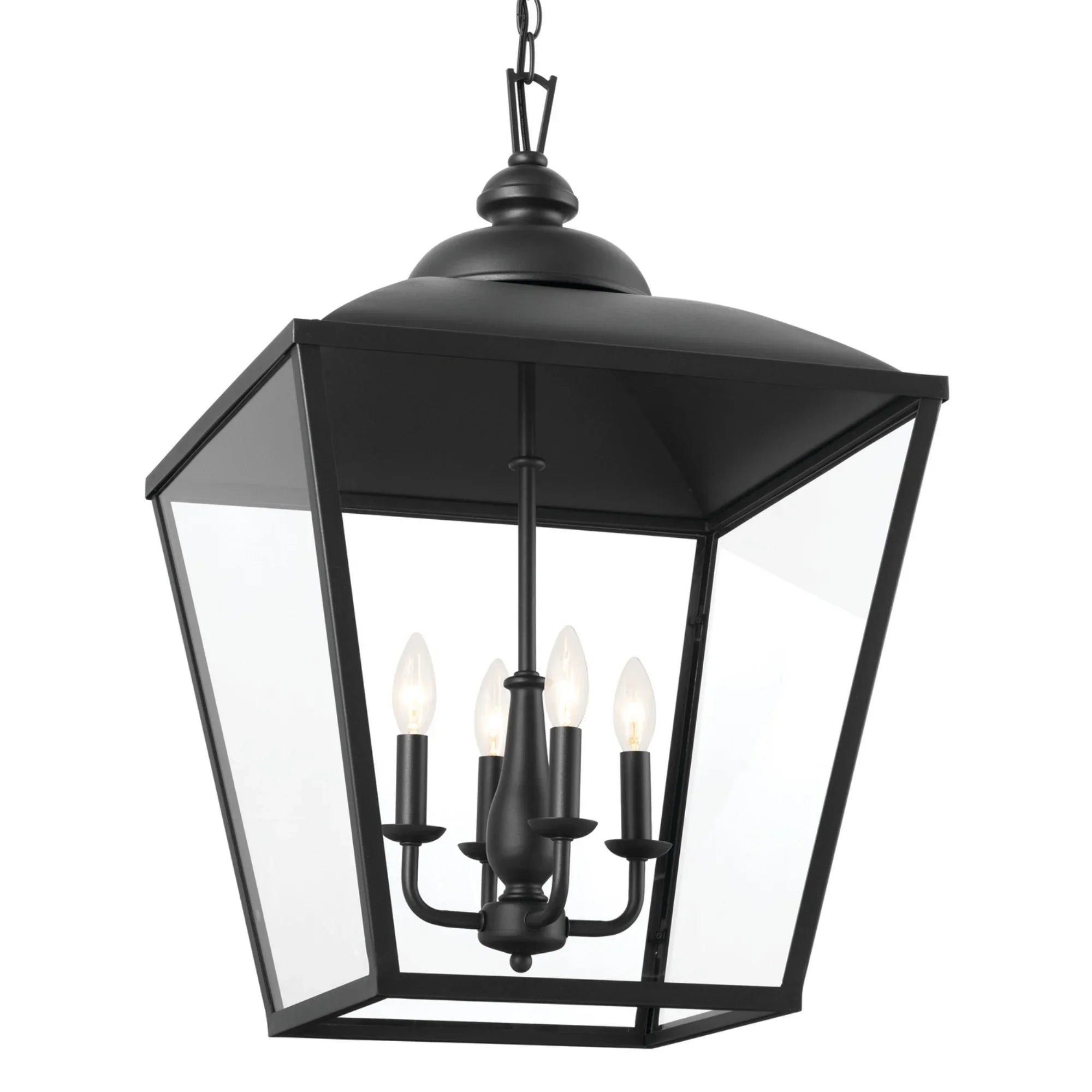 Dame 19" 4-Light Foyer Pendant, Textured Black Finish - Bees Lighting