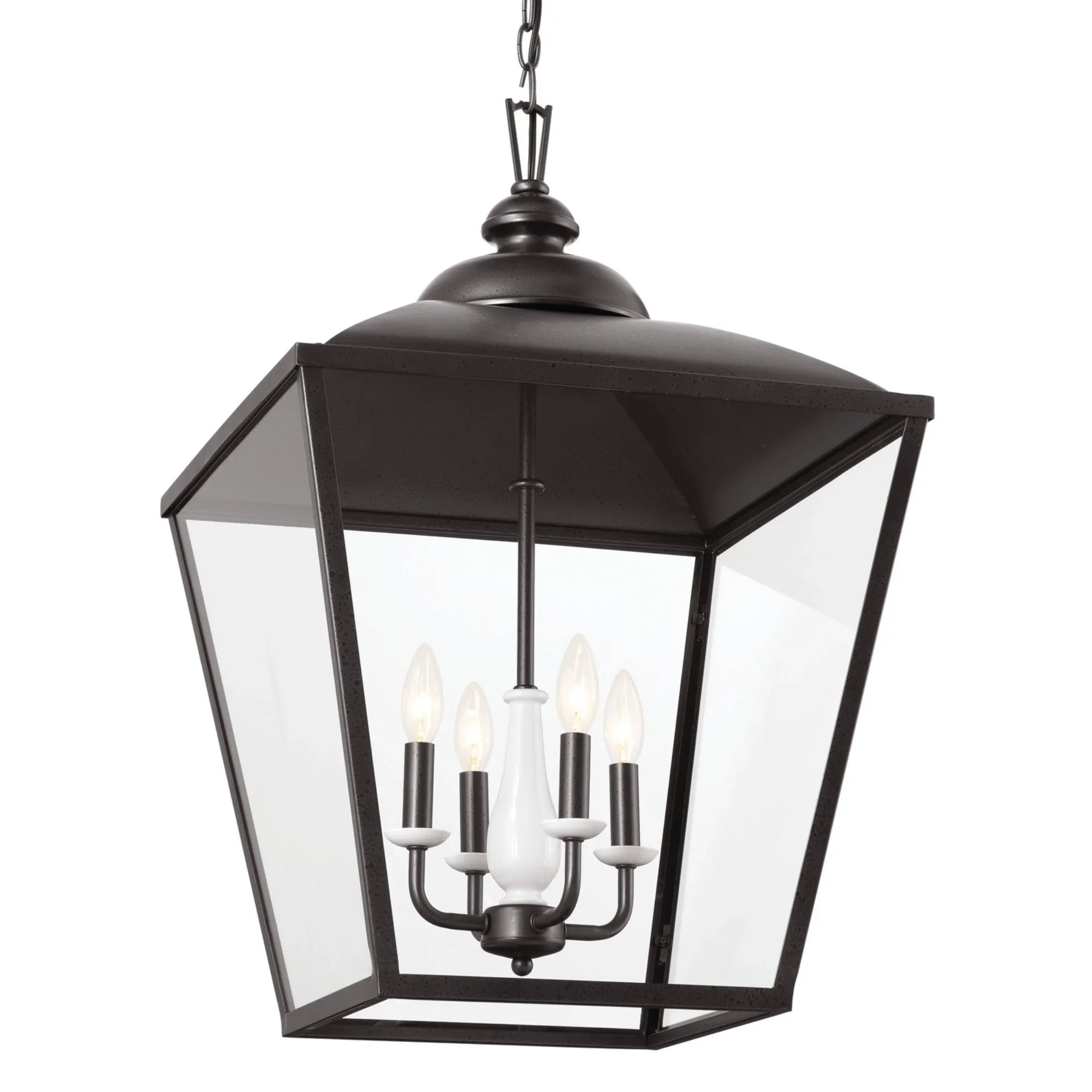 Dame 19" 4-Light Foyer Pendant, Anvil Iron Finish - Bees Lighting