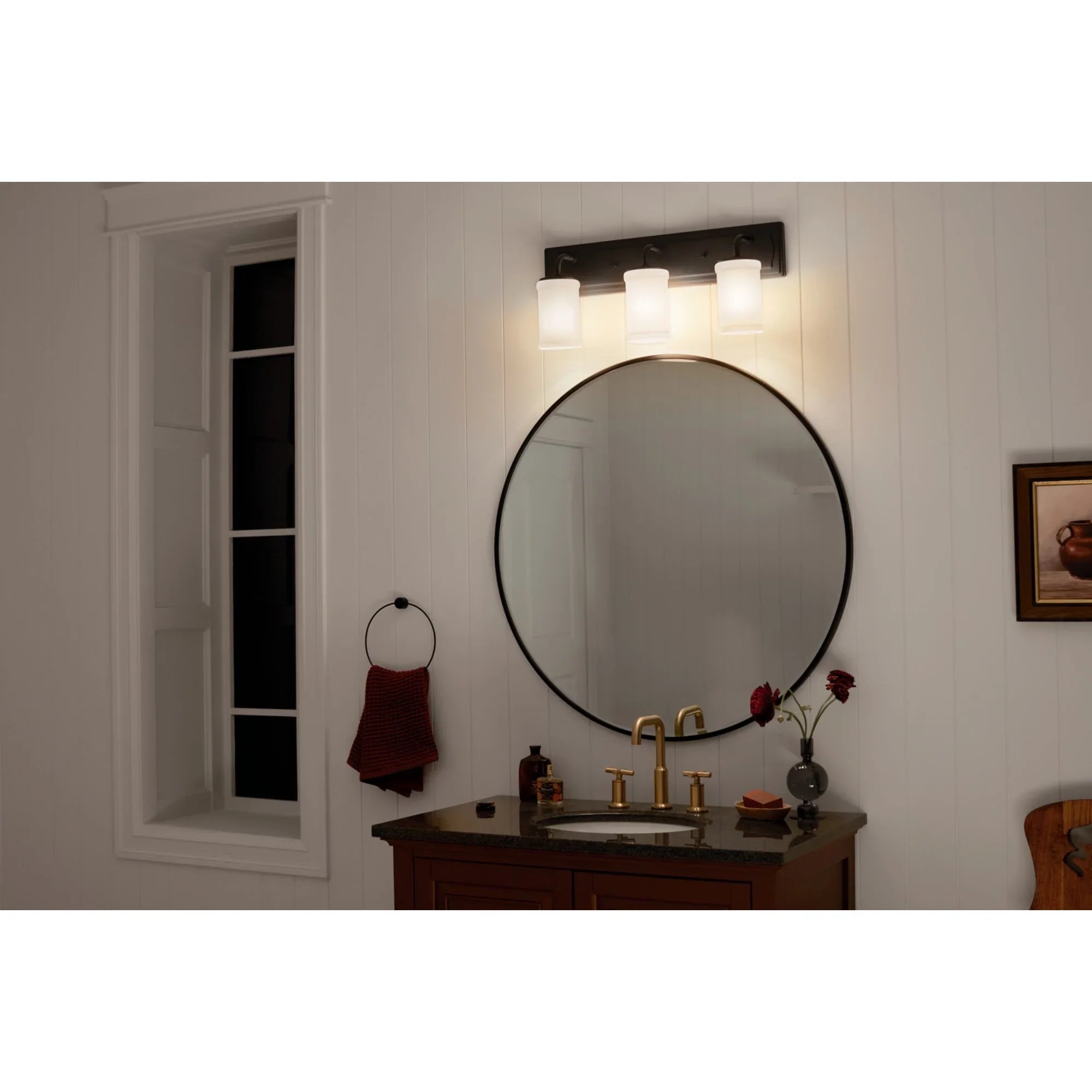 Vetivene 24" 3-Light Bath Vanity Light, Textured Black Finish - Bees Lighting