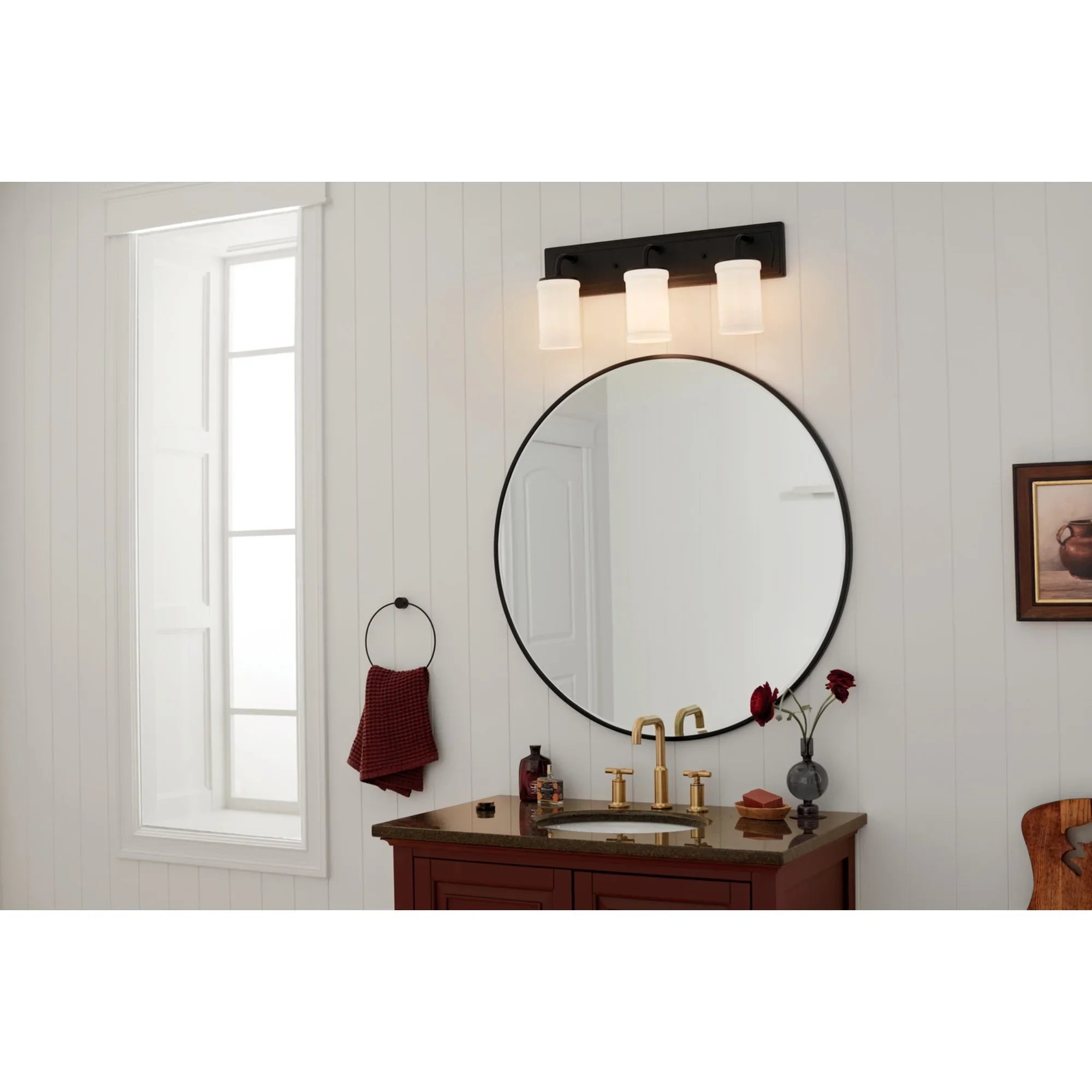 Vetivene 24" 3-Light Bath Vanity Light, Textured Black Finish - Bees Lighting