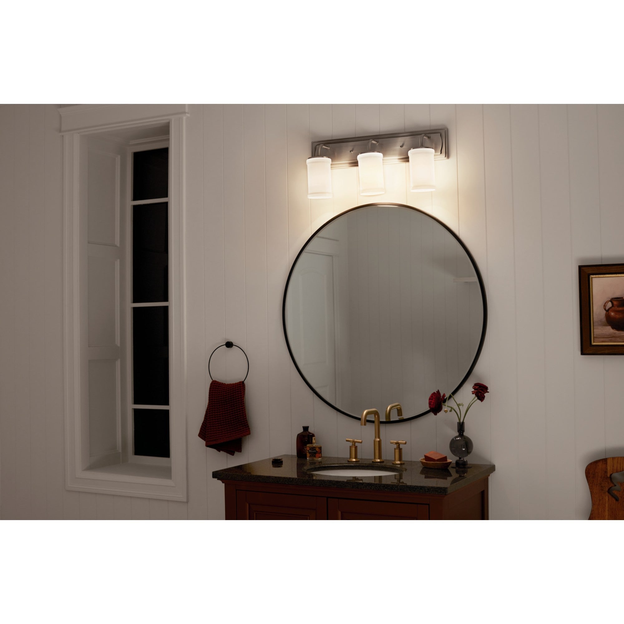 Vetivene 24 In 3-Lights Bathroom Vanity Light, Classic Pewter Finish