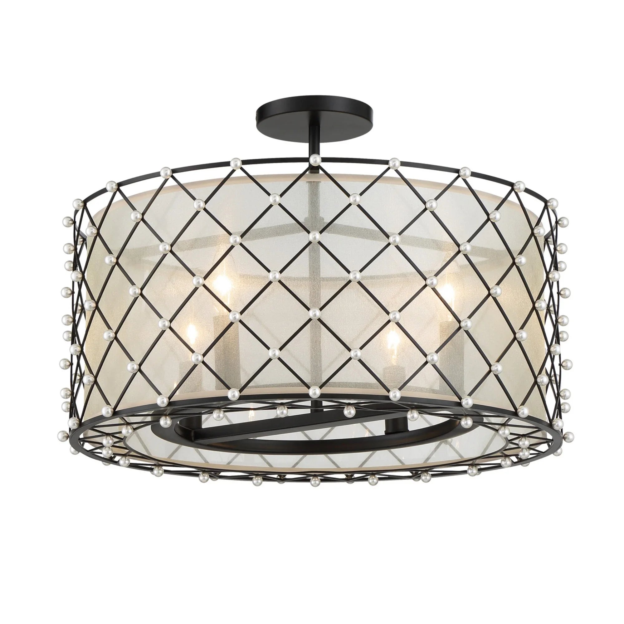 Sheer Elegance 21" 4-Light Pendant, Coal Finish - Bees Lighting