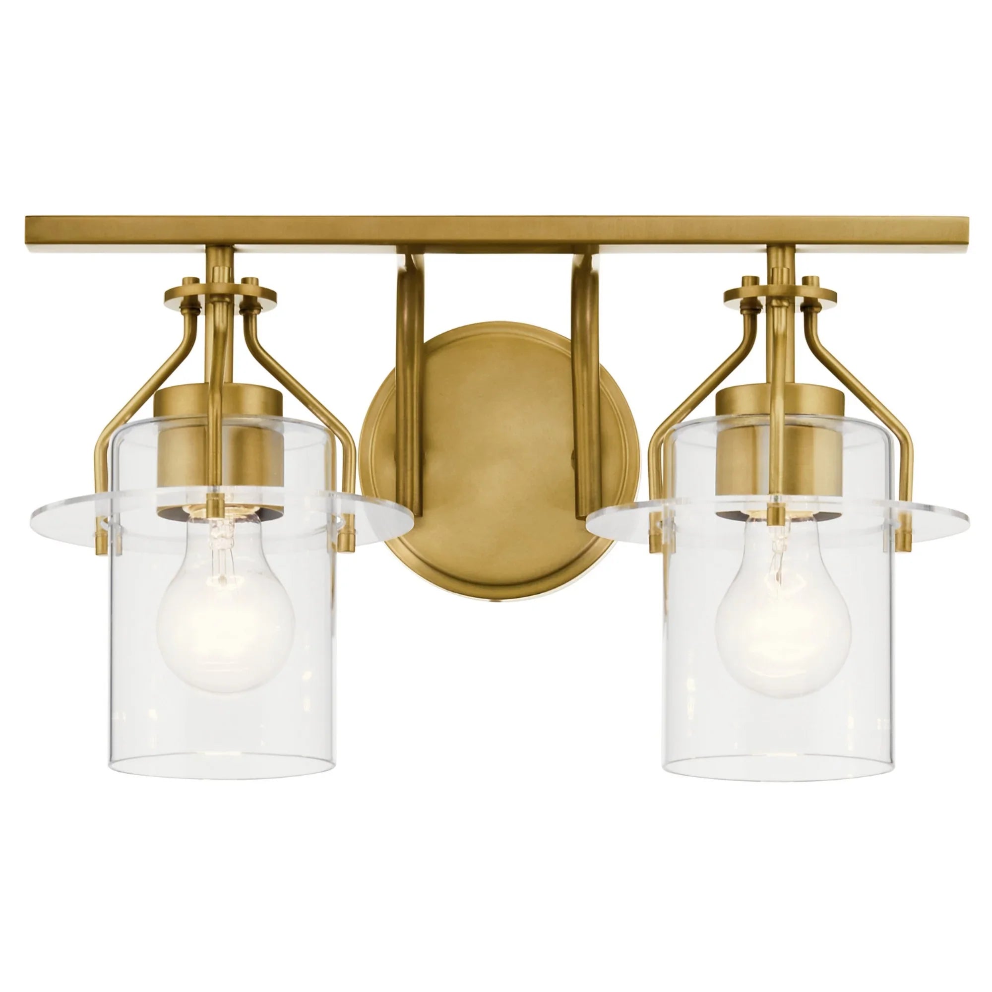Everett 16" 2-Light Bath Vanity Light, Brushed Brass Finish - Bees Lighting