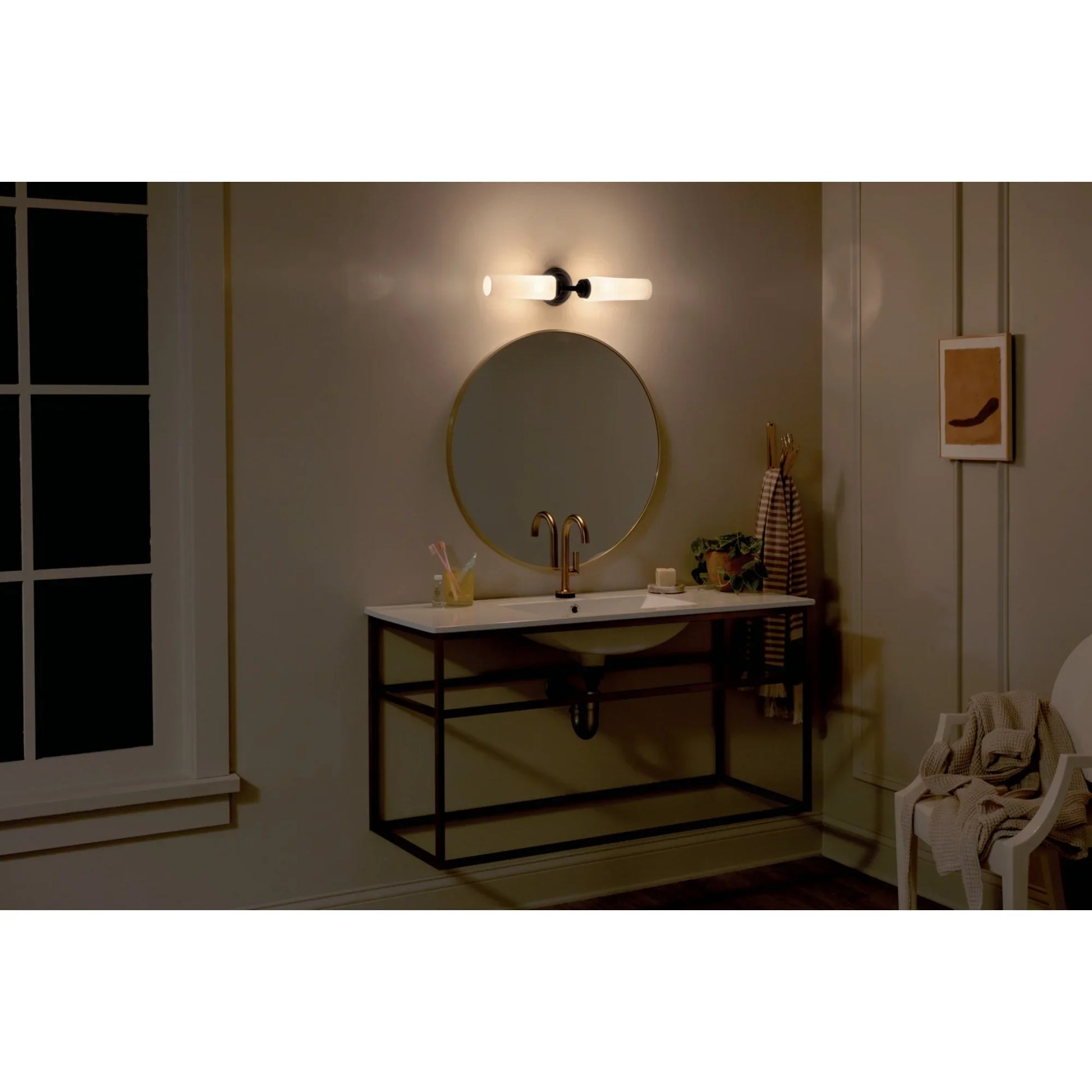 Truby 21" 2-Light Wall Sconce, Black Finish - Bees Lighting
